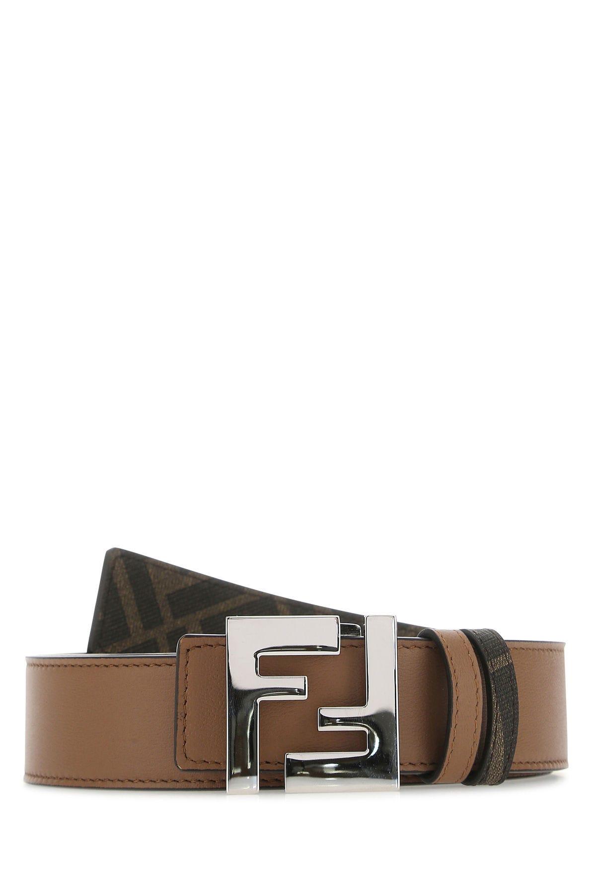 Fendi Brown Leather Reversible Belt