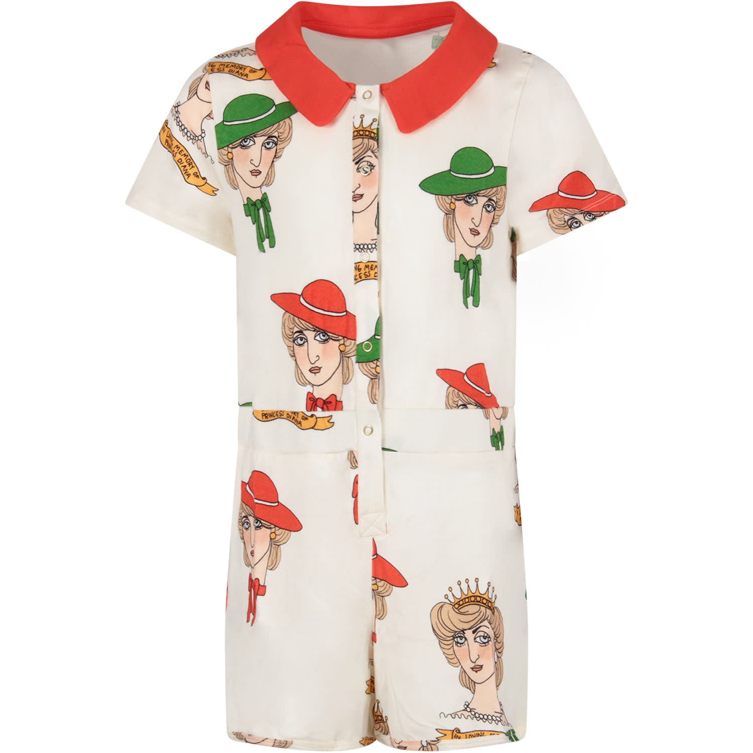 Kids' Ivory Summersuit For Girl With Princess Diana