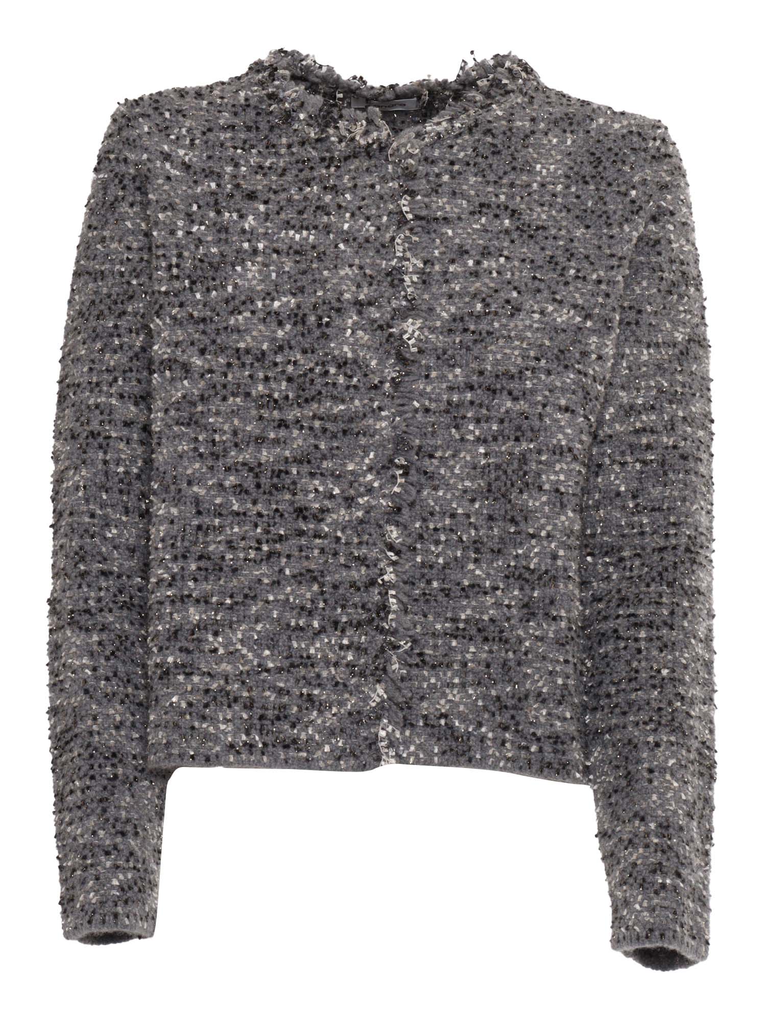 Shop Kangra Knitted Chanel Jacket In Grey