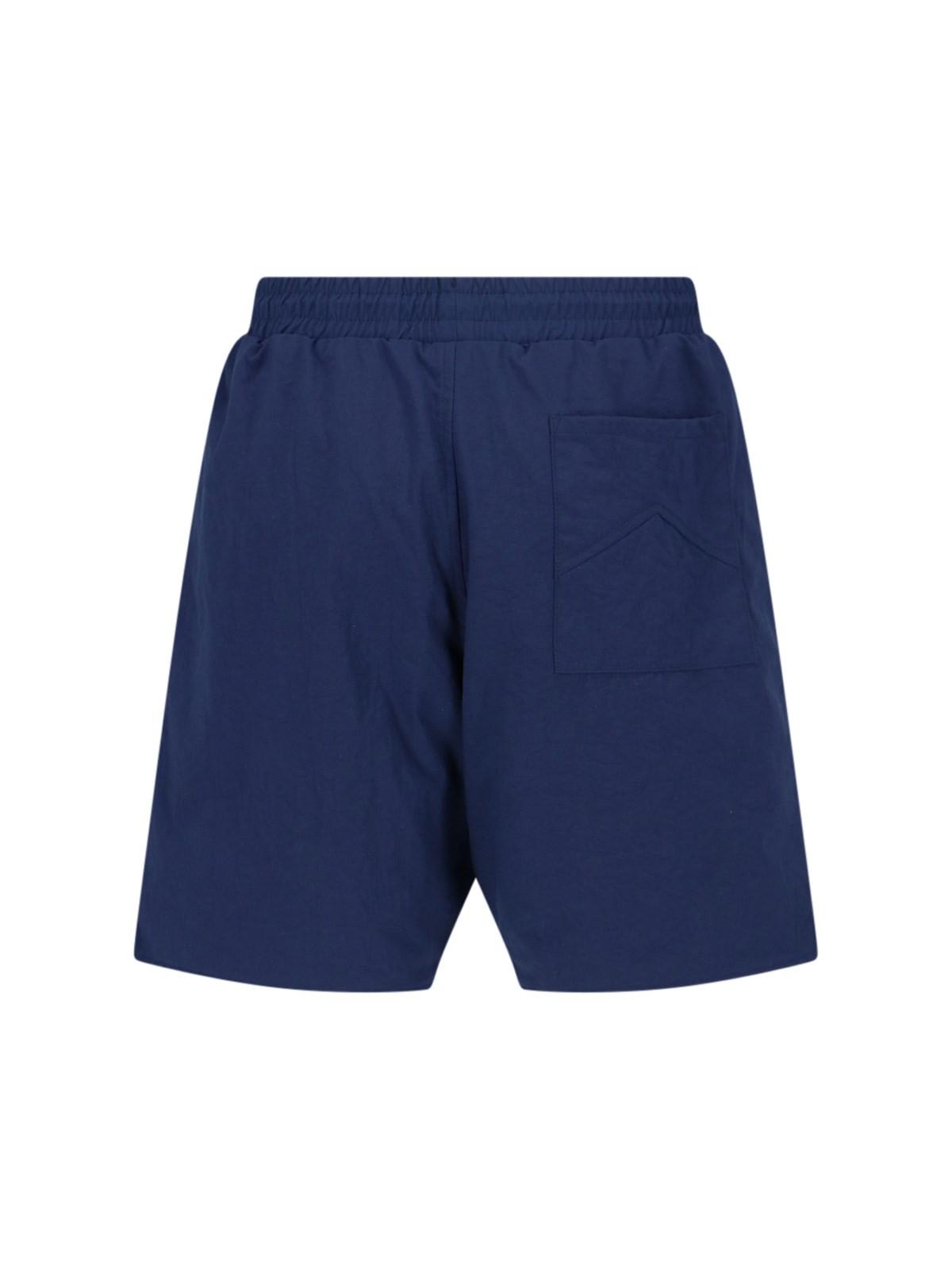 Shop Rhude Logo Jogger Shorts In Navy