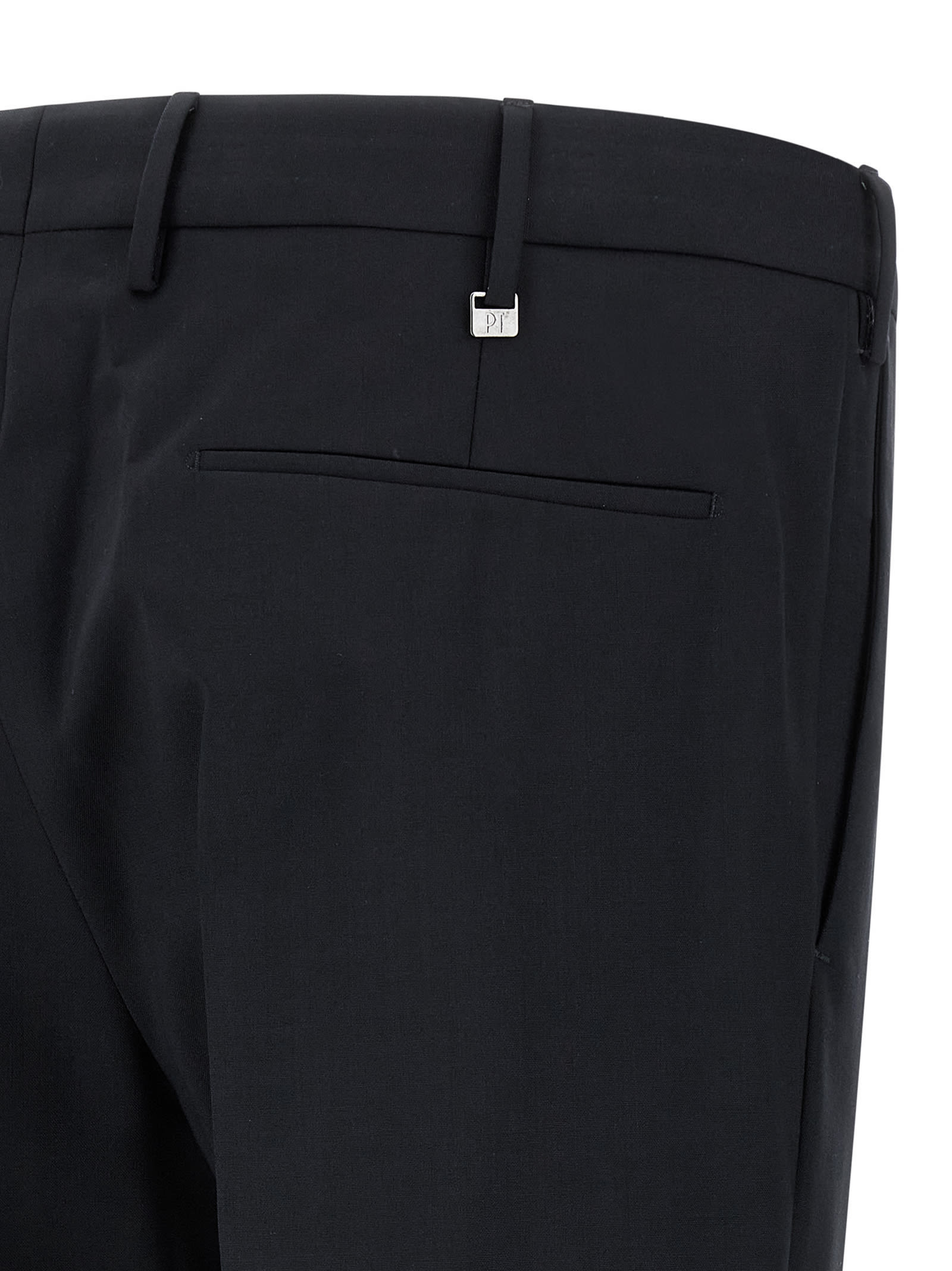 Pt Torino Pant Wool Stretch Front Pleats In Black