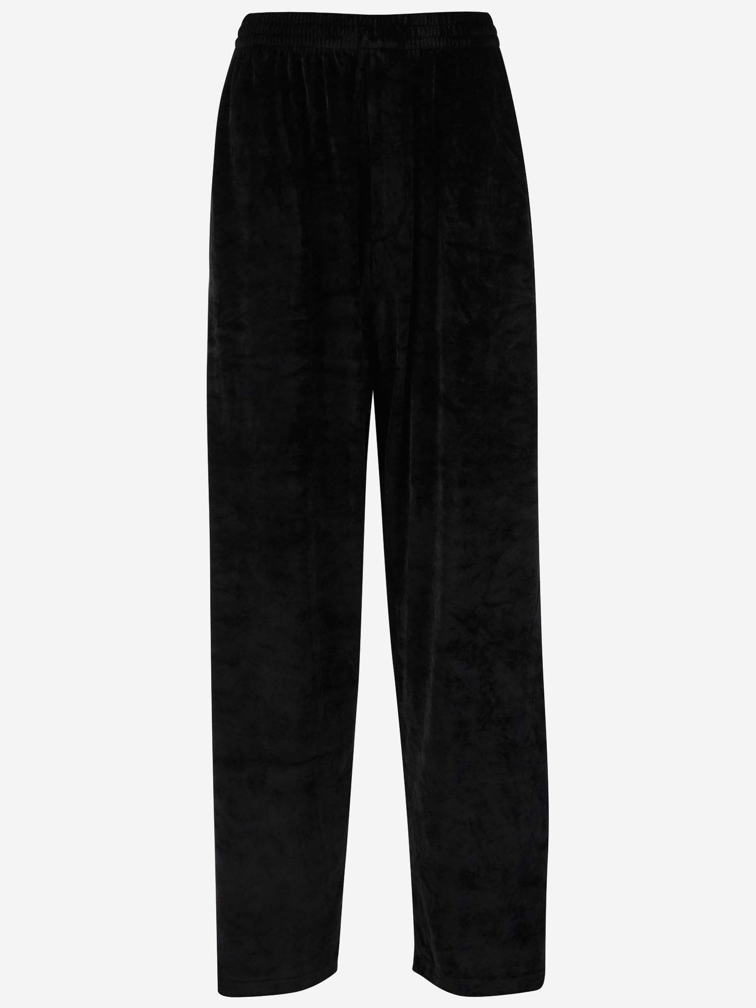 Shop Balenciaga Shiny Velvet Baggy Pants In Black