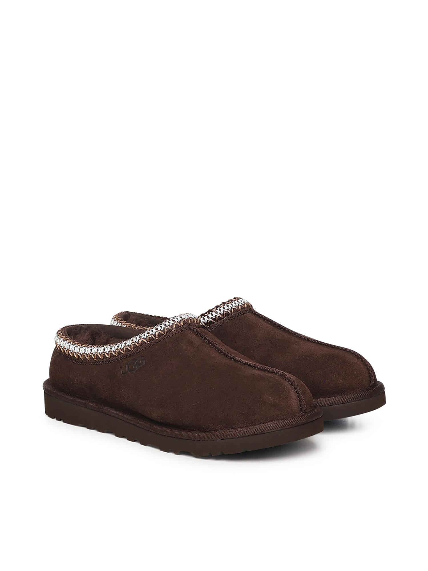 Ugg Suede Leather Slip-on Slipper With Plush Interior In Brown
