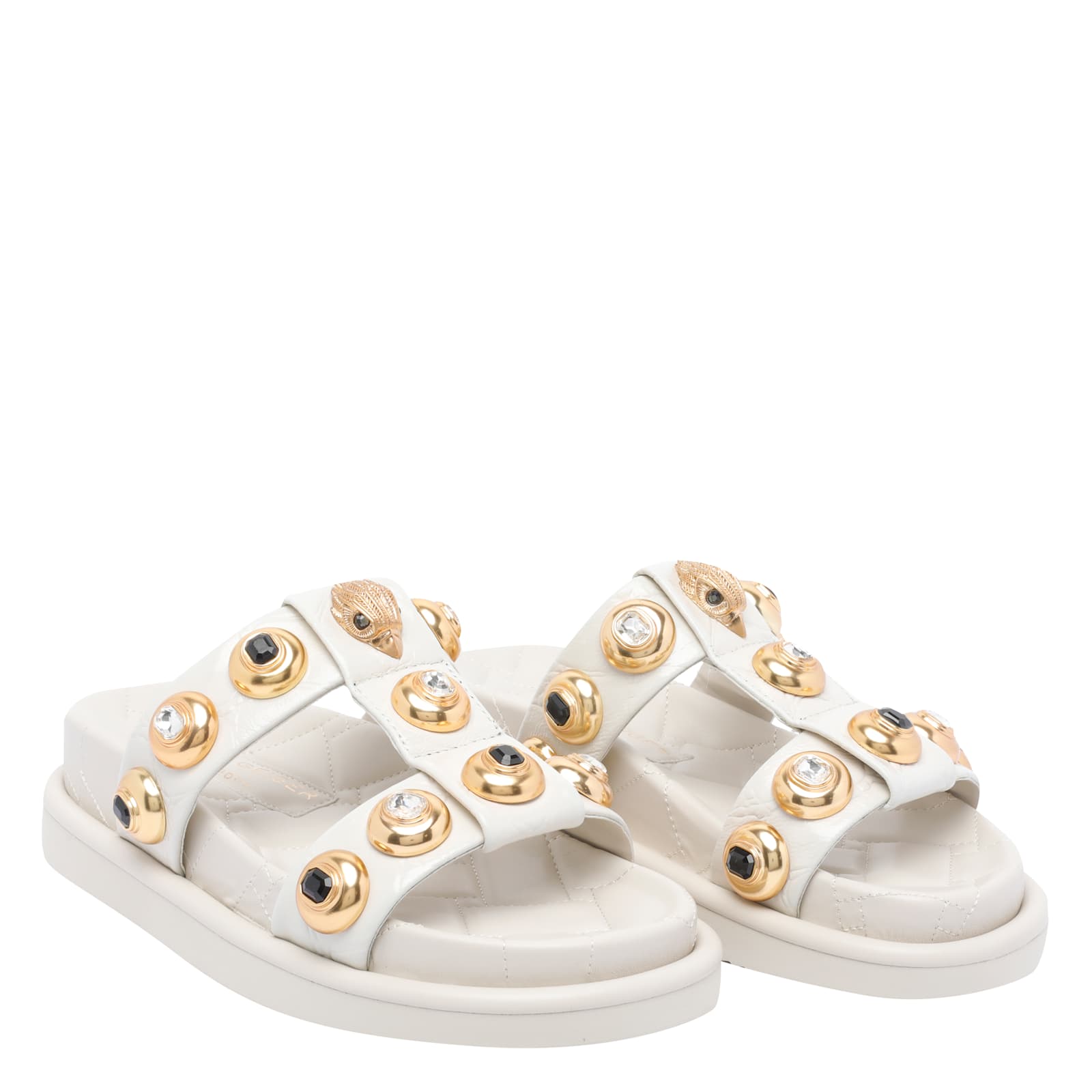 Kurt Geiger Leather Croc-embossed Orson Sandals In White
