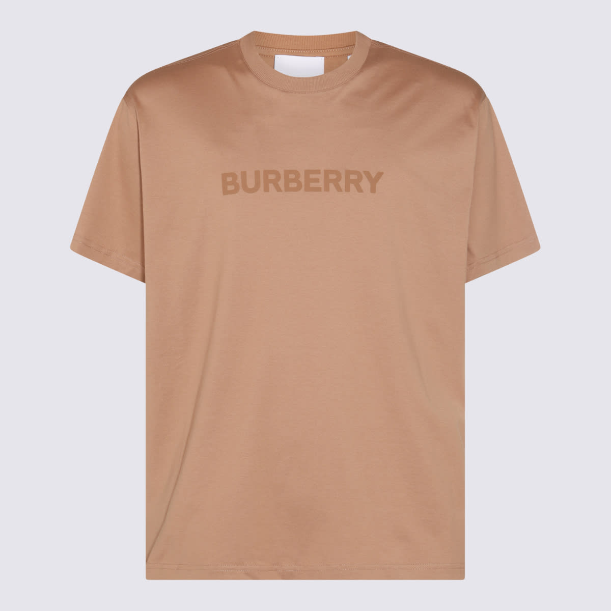 Shop Burberry Camel Cotton T-shirt In Brown