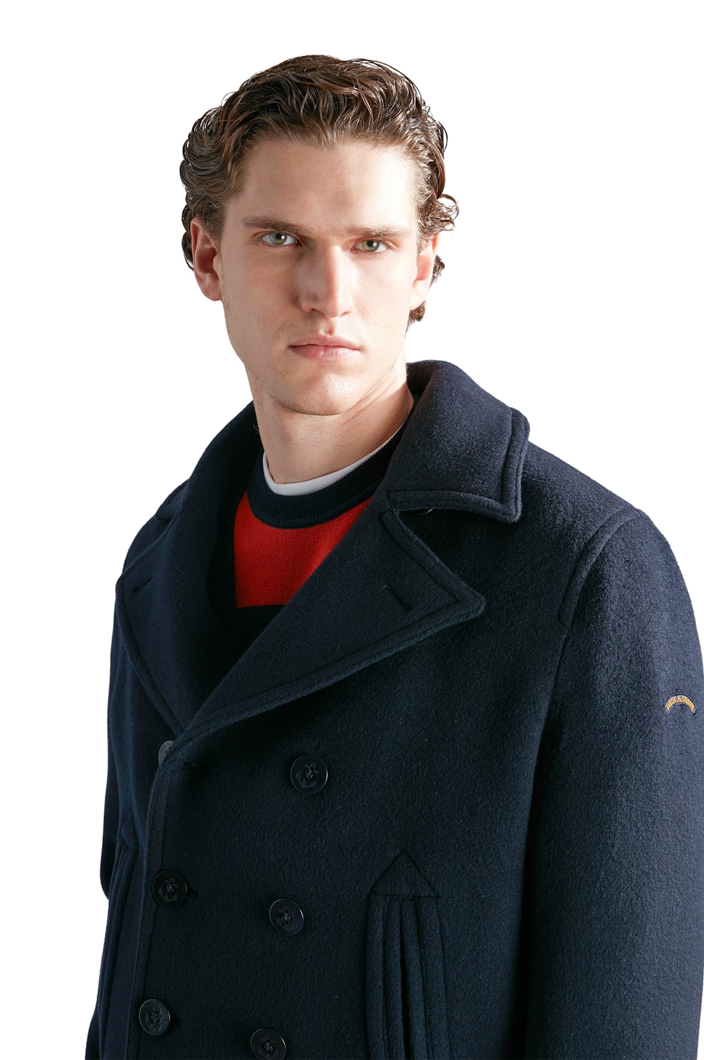 Shop Paul&amp;shark Peacoat In Blue