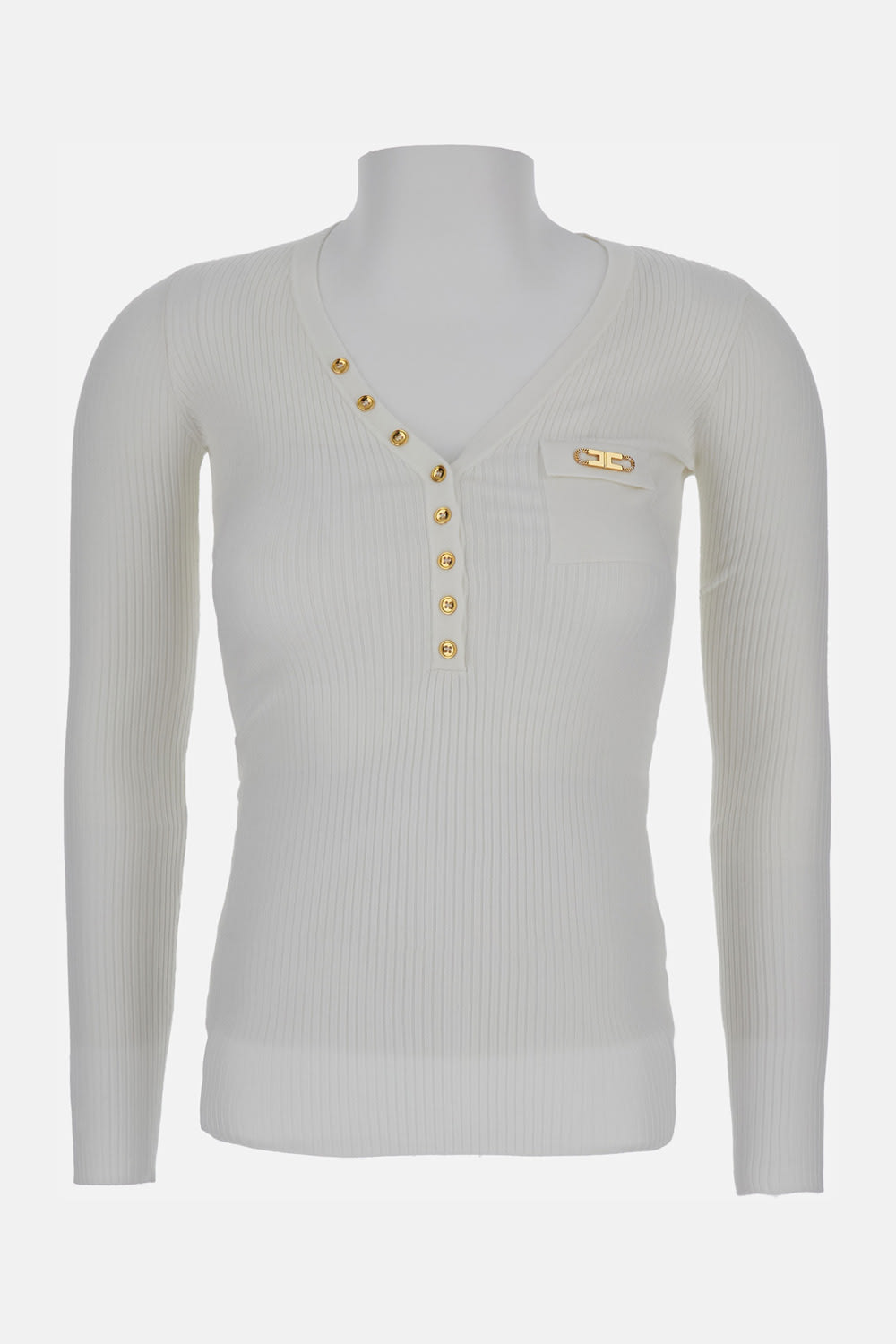 Elisabetta Franchi Knitted Sweater In Gray