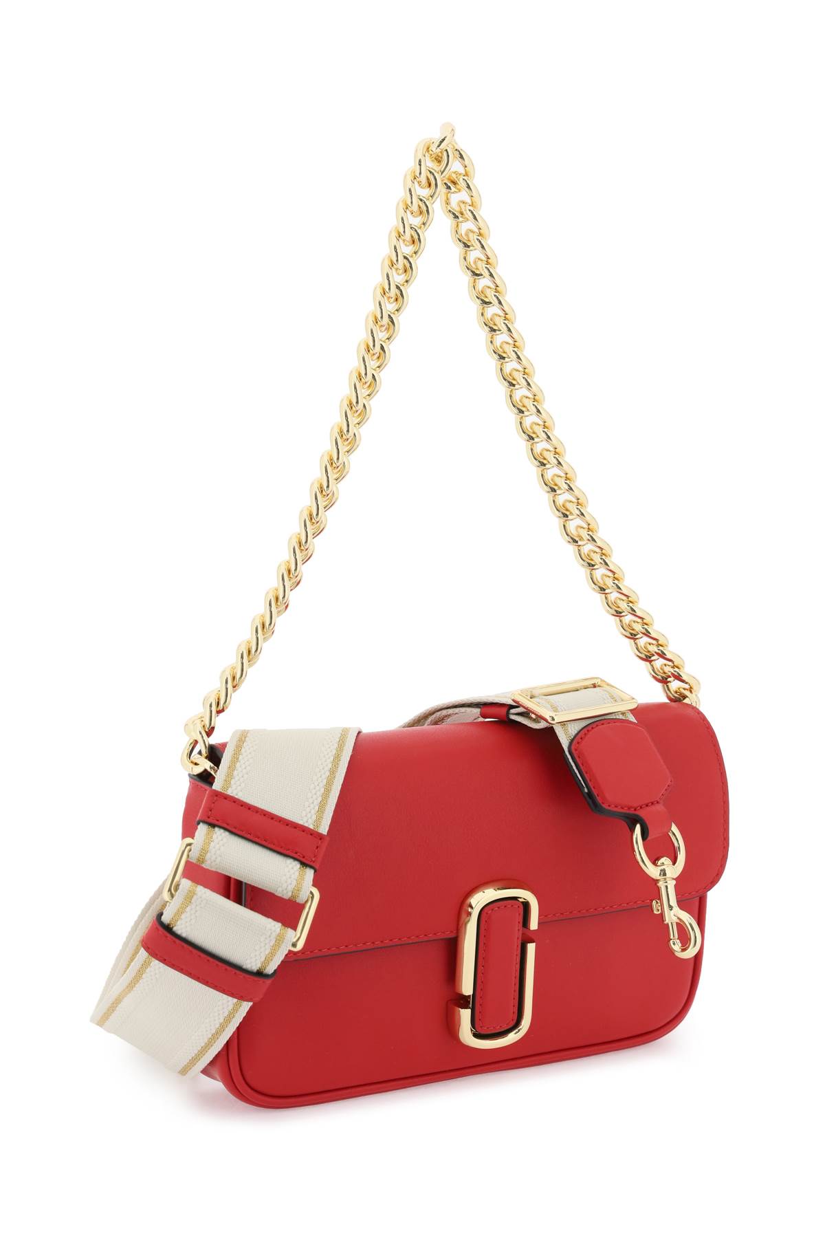 Shop Marc Jacobs Logo Strap Chain Shoulder Bag In True Red