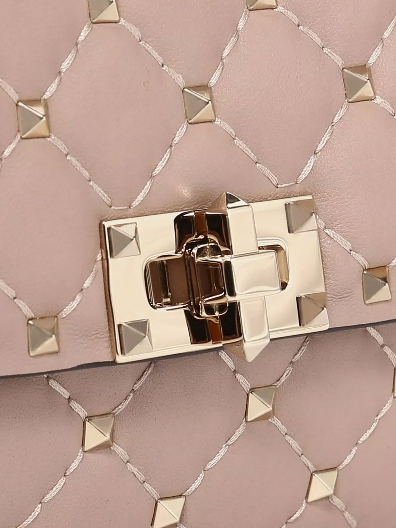 Valentino Garavani Rockstud Spike Nappa Leather Crossbody Clutch Bag Woman Poudre Uni In Pink
