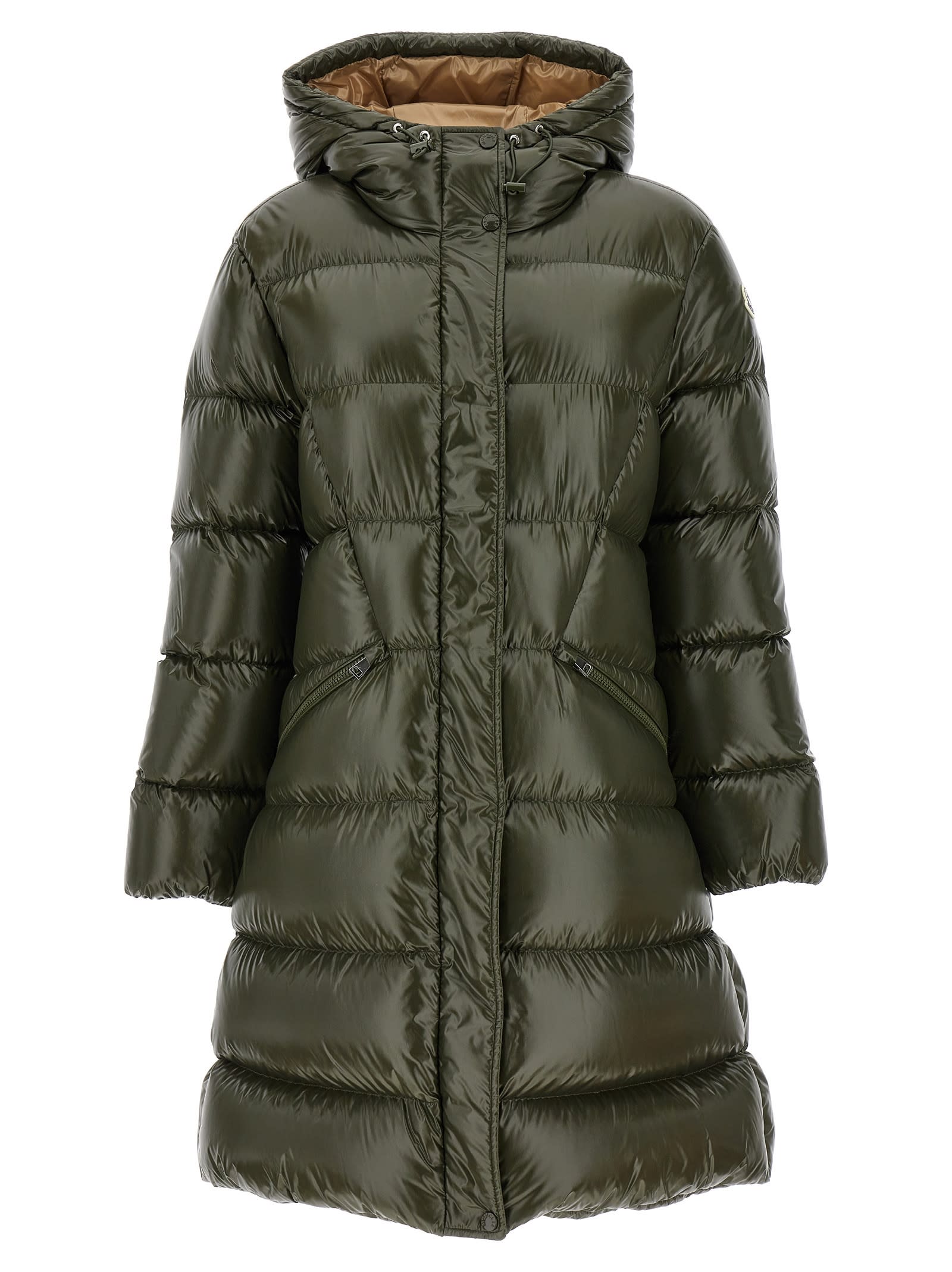 Shop Moncler Bellevue Long Down Jacket In Green