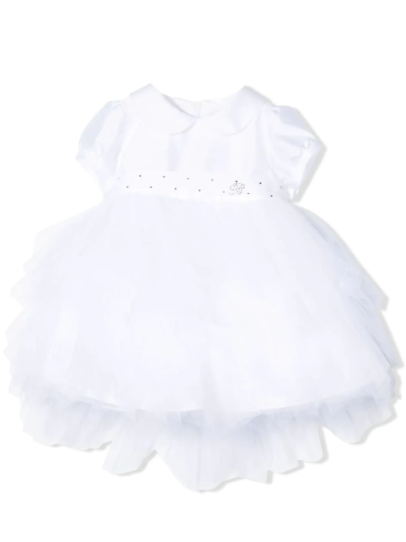 Miss Blumarine Chalk-white Cotton-blend Dress
