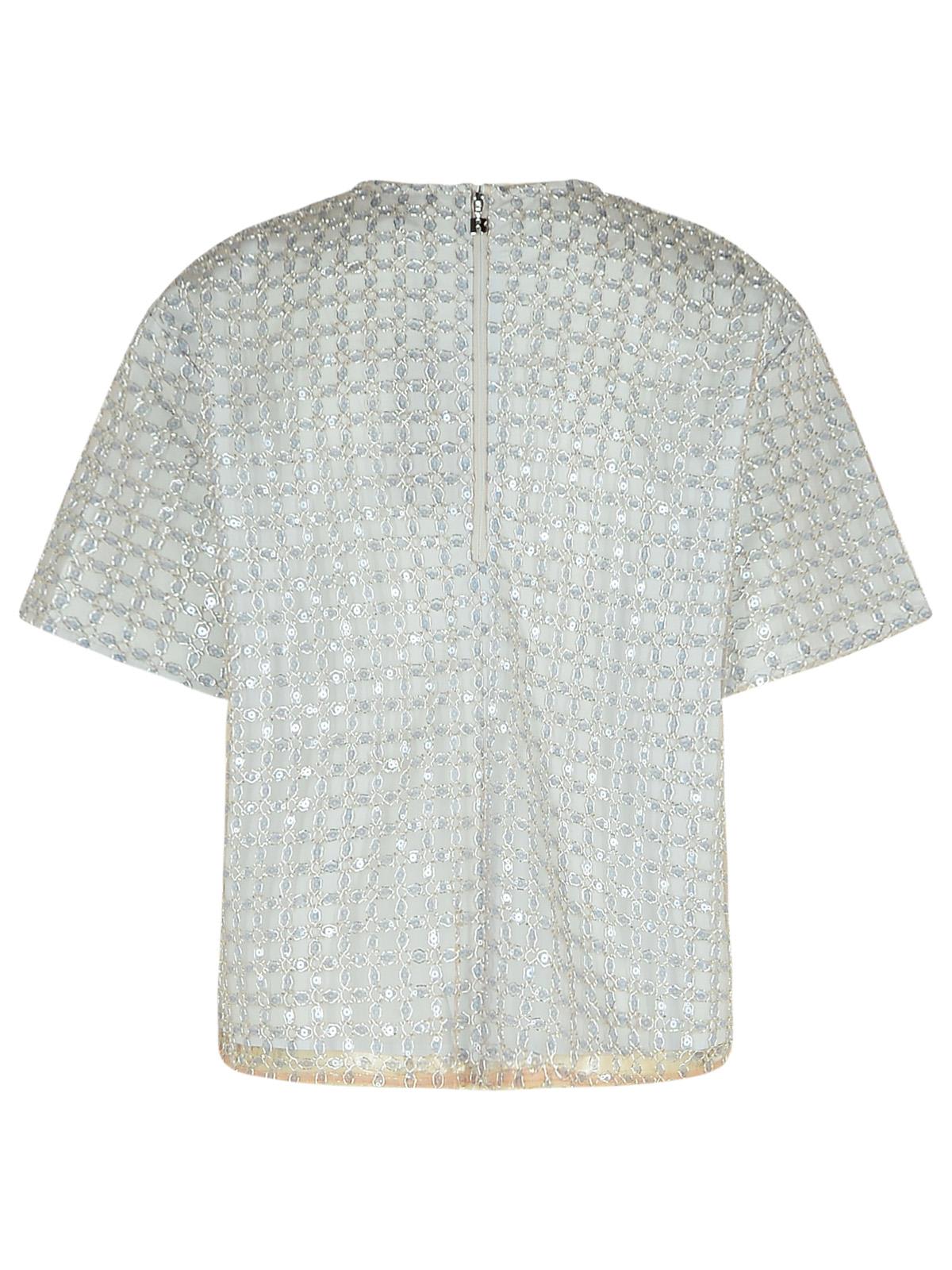 Rotate Birger Christensen Rotate 'beaded' Light Blue Polyester T-shirt Women In Beige