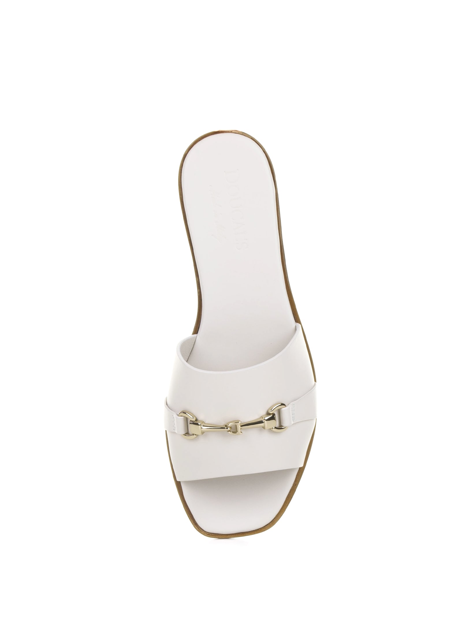 Shop Doucal's White Leather Slipper With Horsebit In Gesso