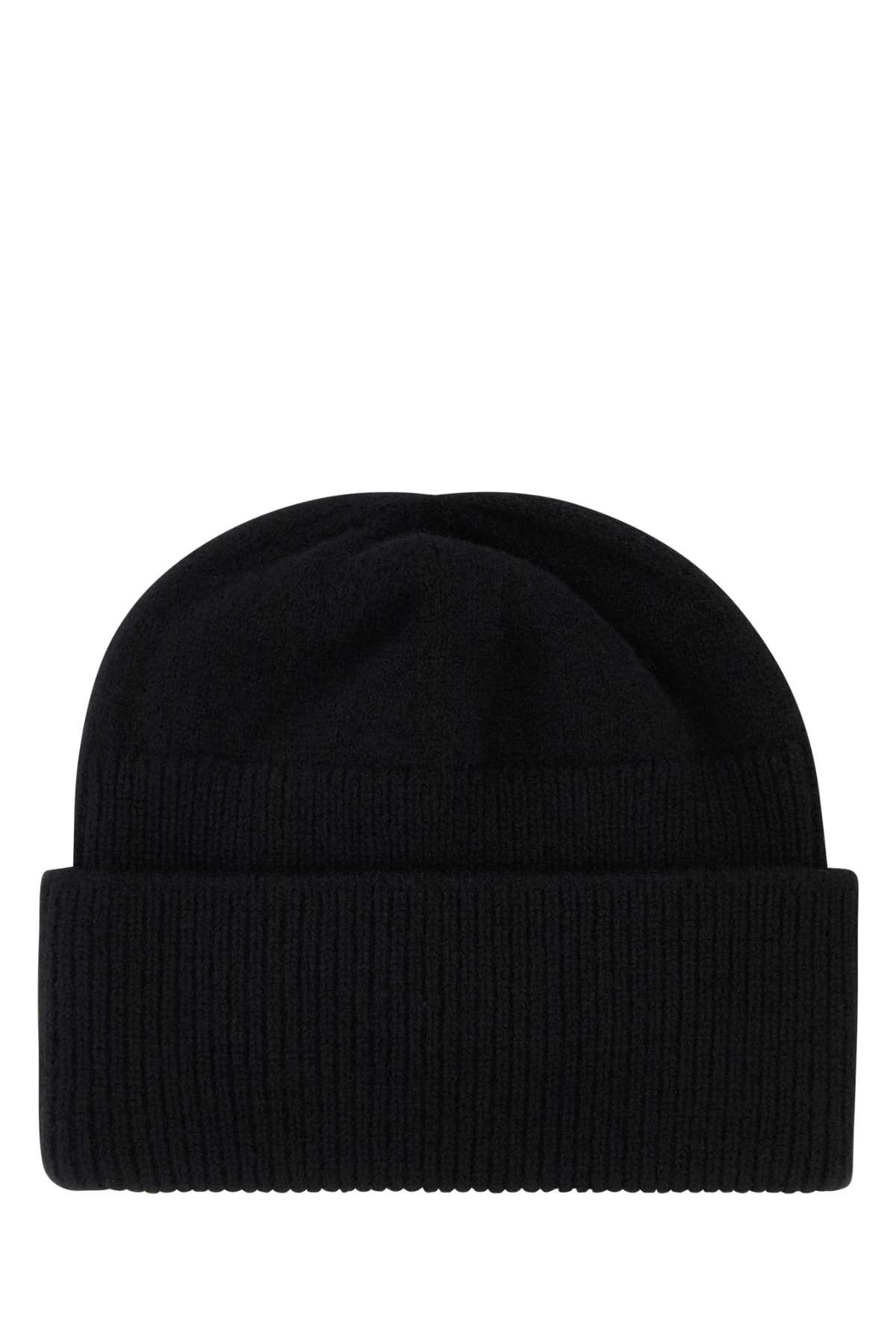 Shop Patou Black Wool Blend Beanie Hat