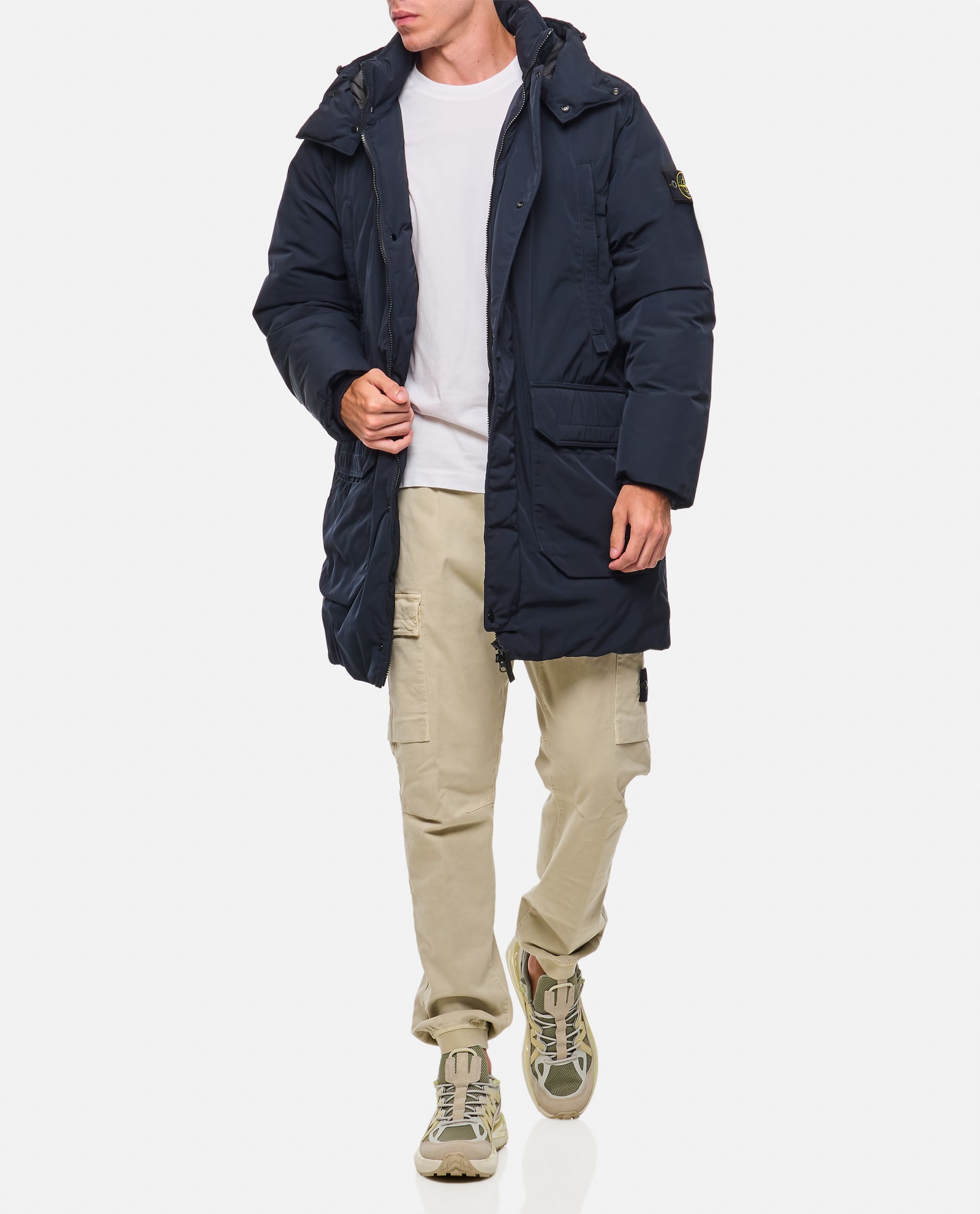 Shop Stone Island Parka Micro Twill In Blue