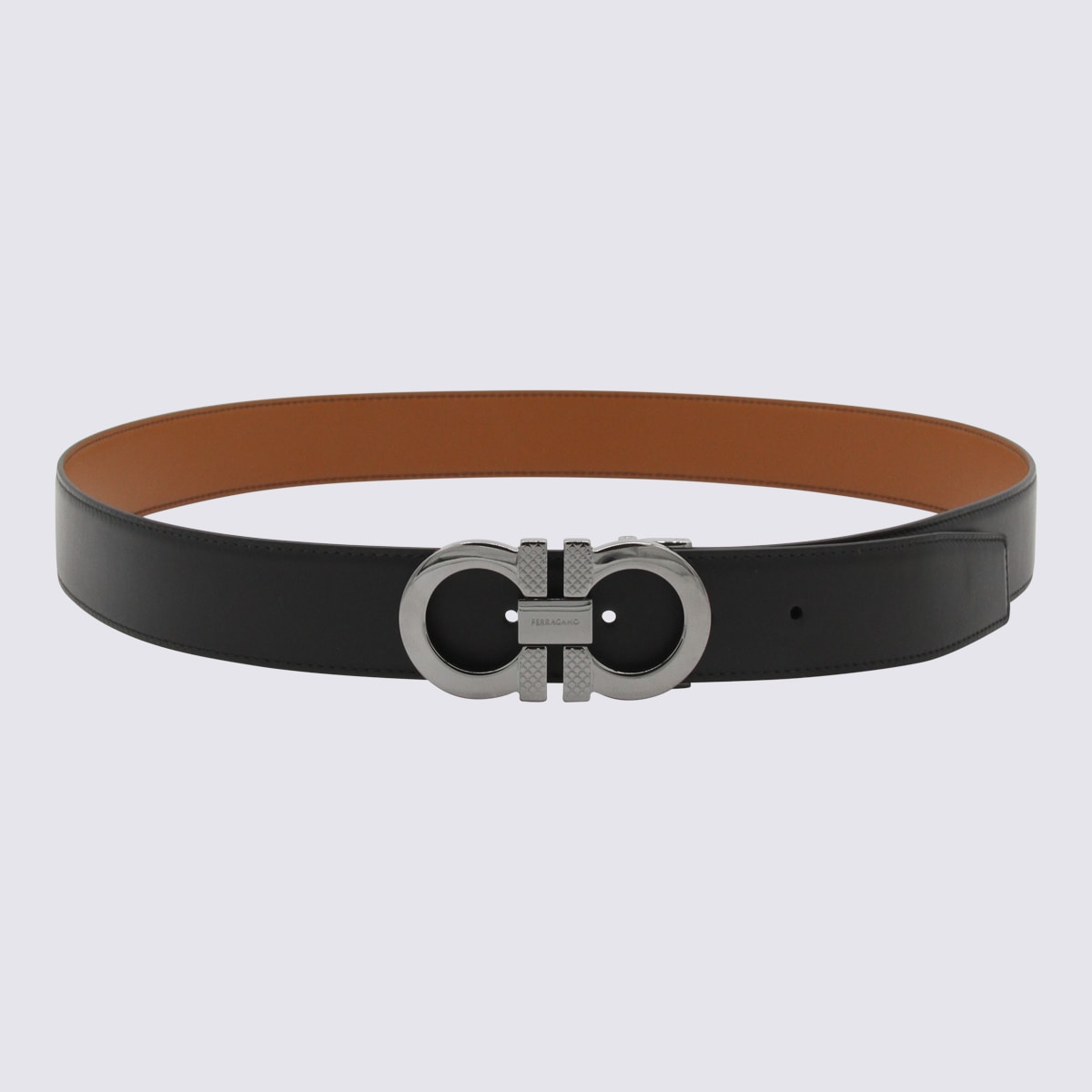 Black And Brown Leather Gancini Belt