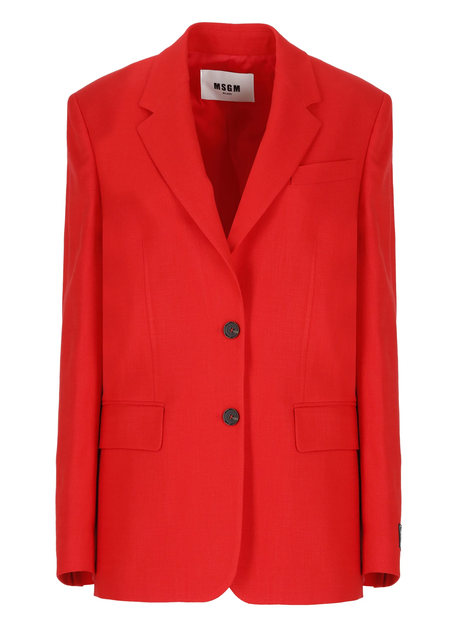 Red Jacket With Classic Lapels And Chest Pocket In Viscose Blend Woman