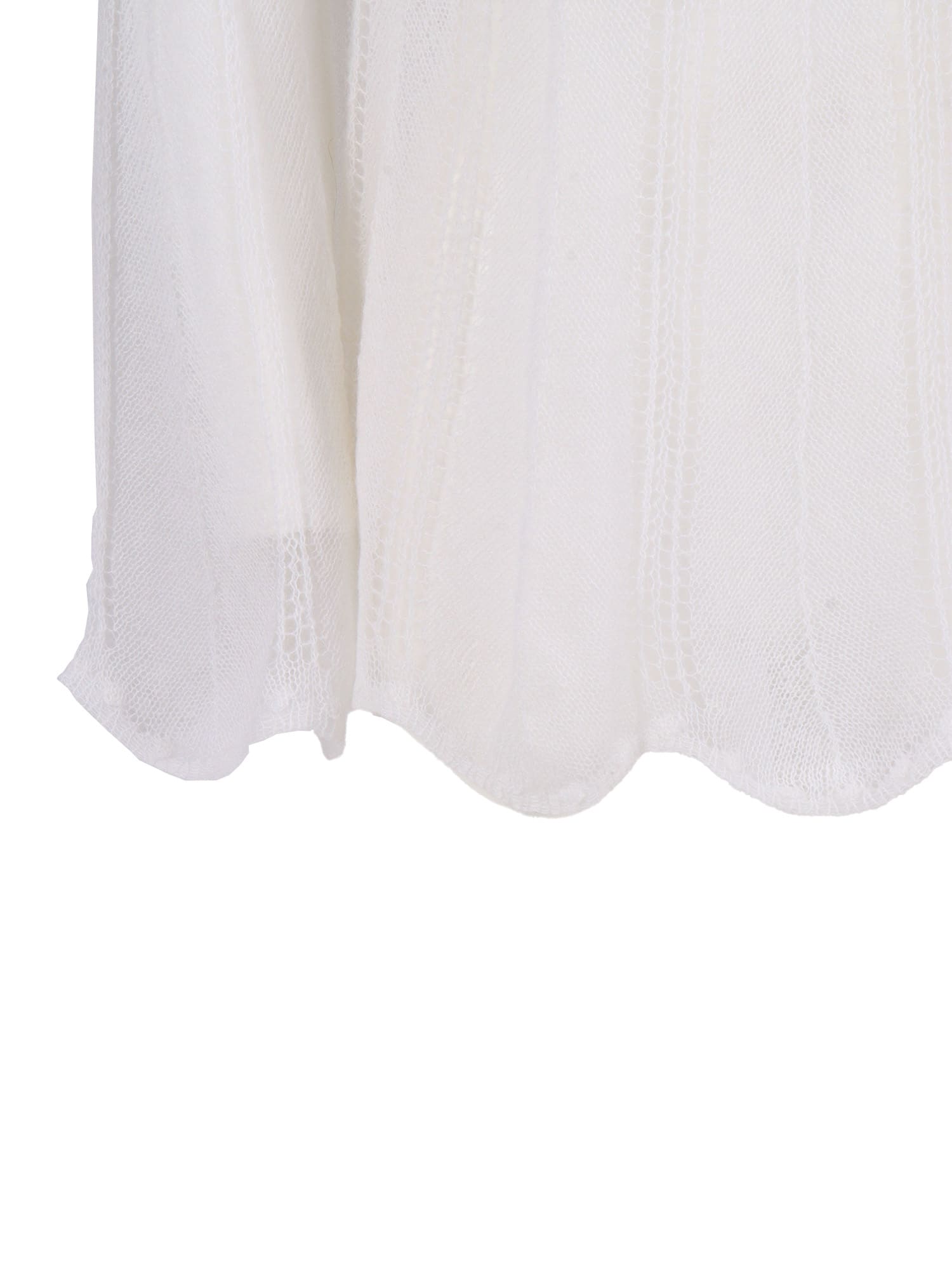 Forte Forte Pointelle Stitch Brushed Mohair Lace Sweater In White