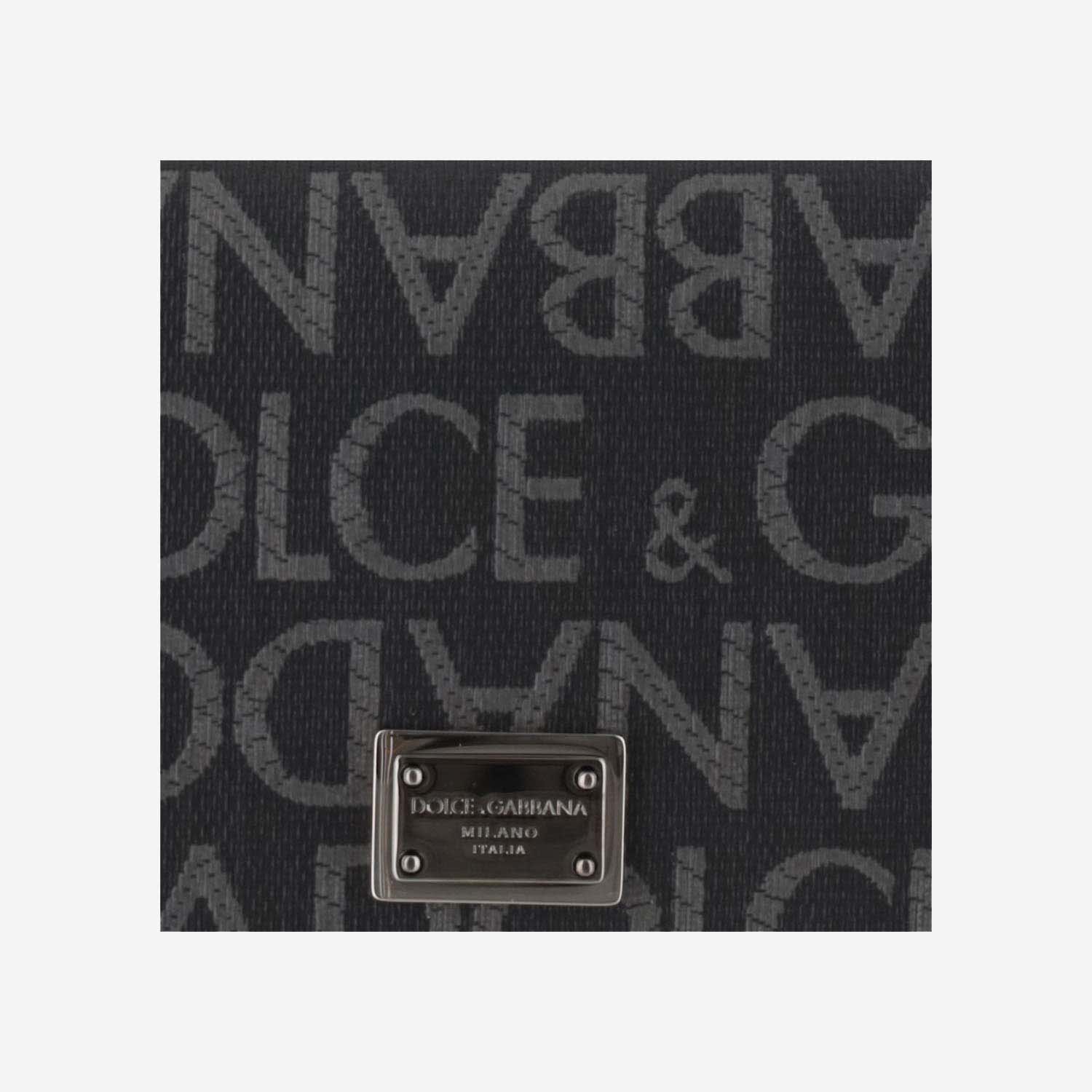 Dolce & Gabbana Bi-fold Wallet With All-over Monogram In Black