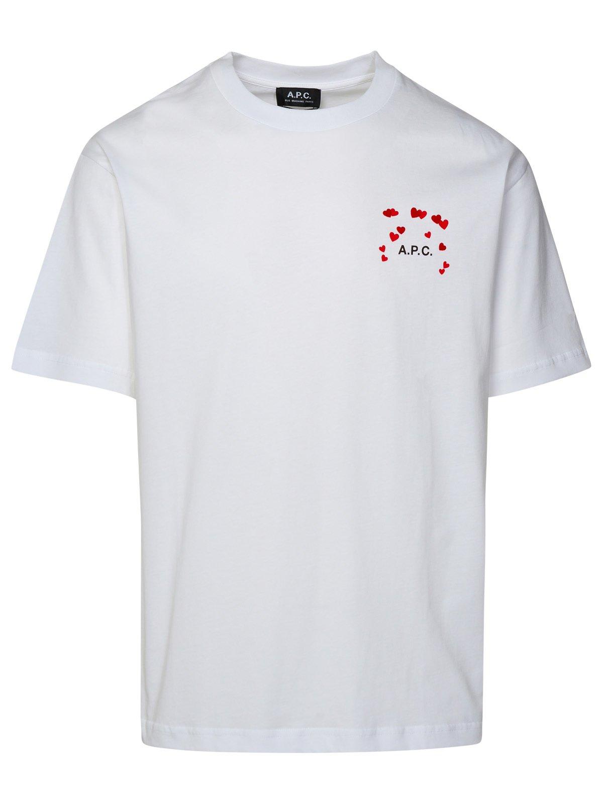 Shop Apc Logo Printed Crewneck T-shirt In Bianco