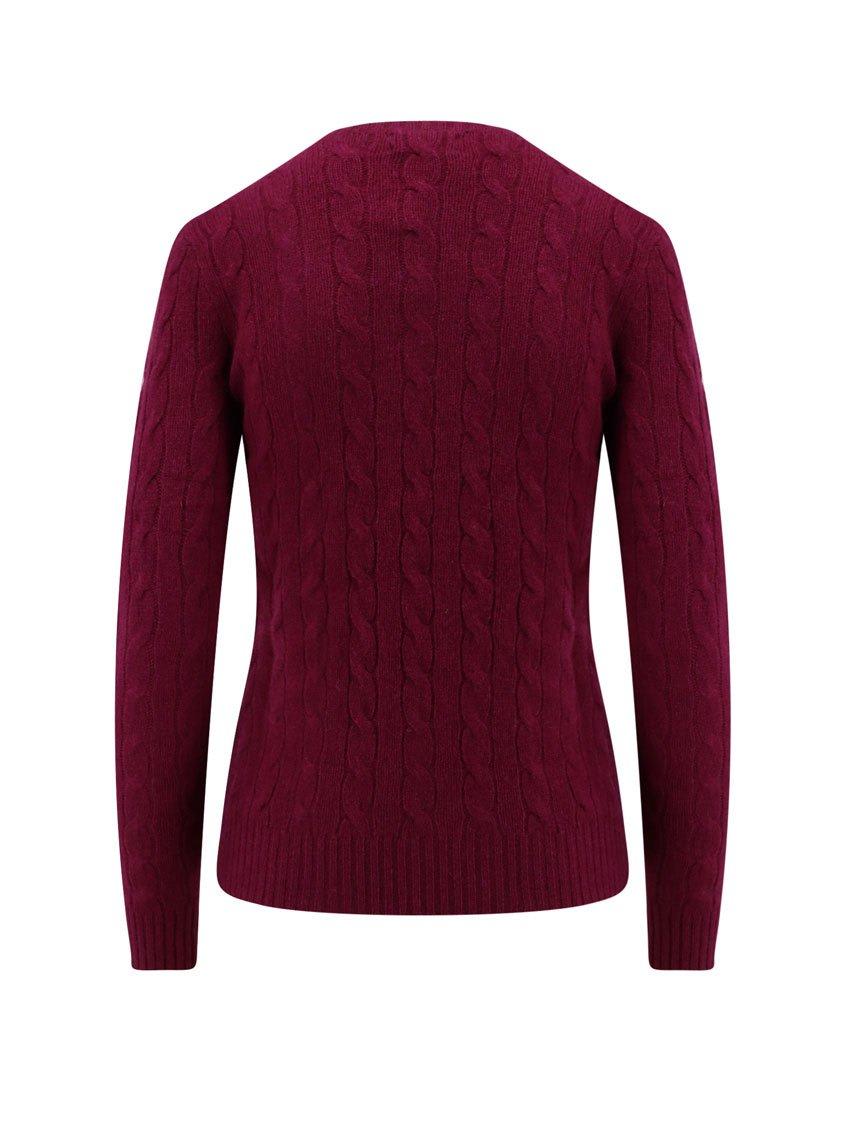 Shop Polo Ralph Lauren Pony Embroidered Cable-knit Jumper  In Purple