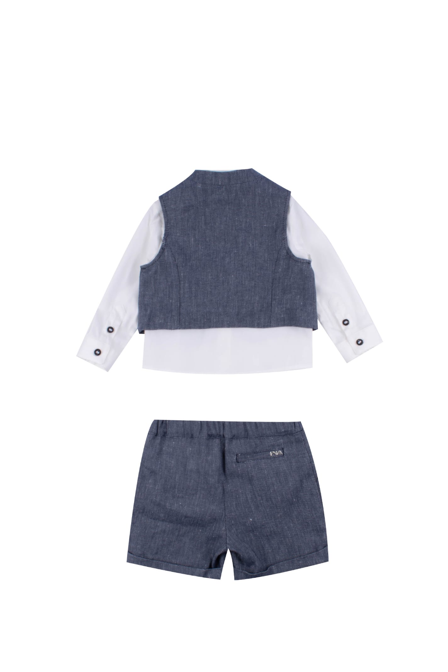 Shop Emporio Armani Linen Blend Vest, Shirt And Bermuda In Grey