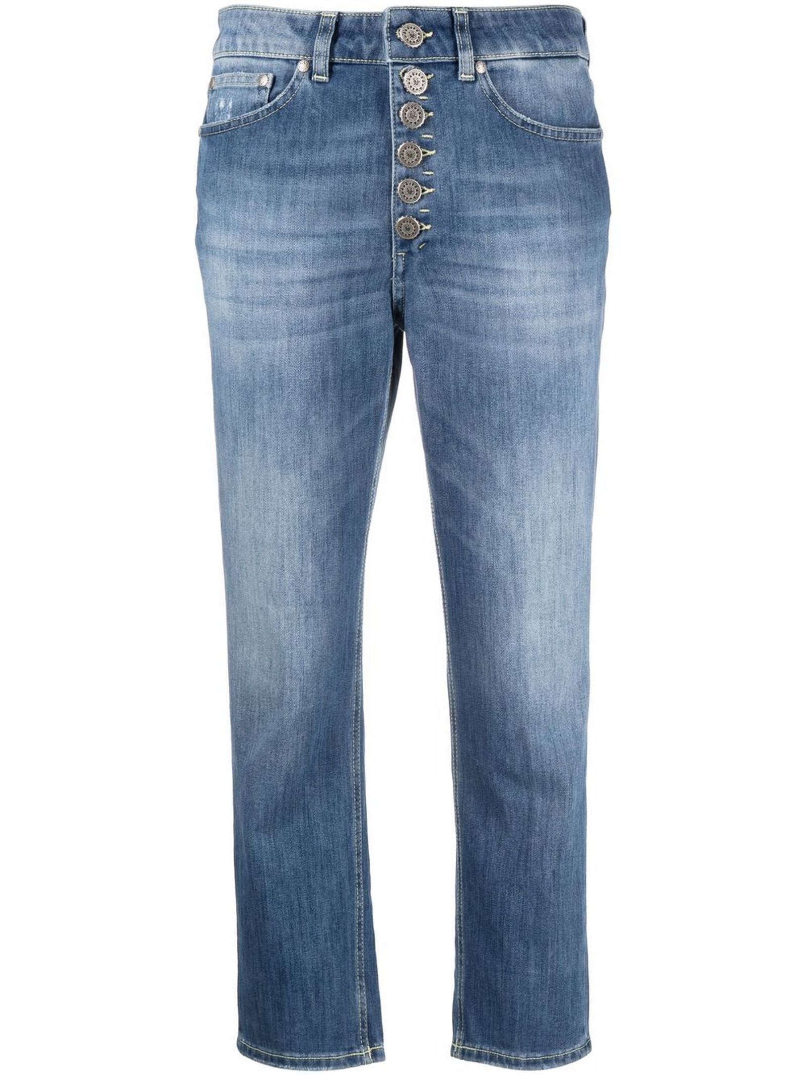 Dondup Blue Cotton Cropped Denim Jeans