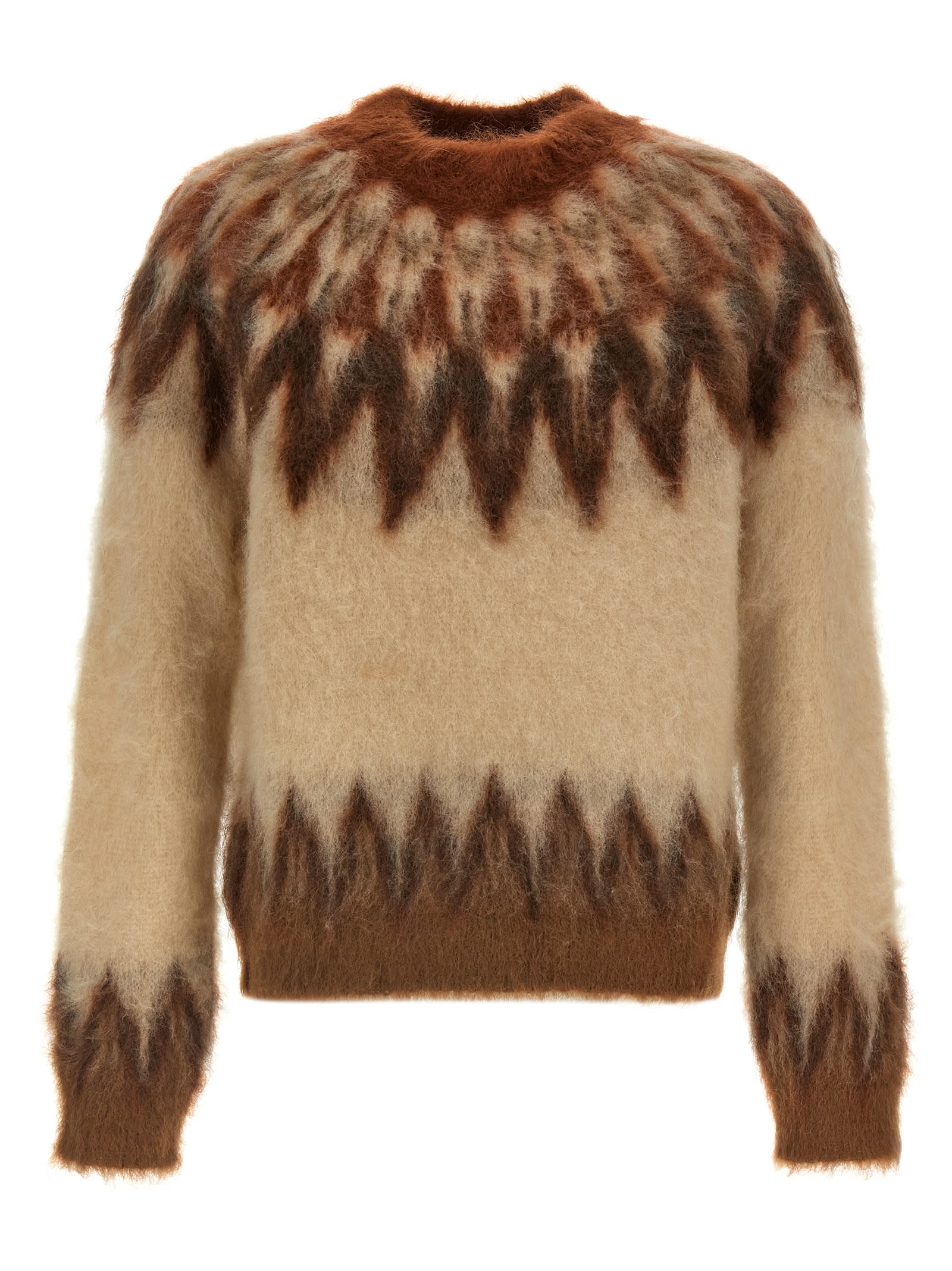 Isabel Marant Marant Nicolas Mohair Blend Sweater With Fair Isle Pattern In Brown