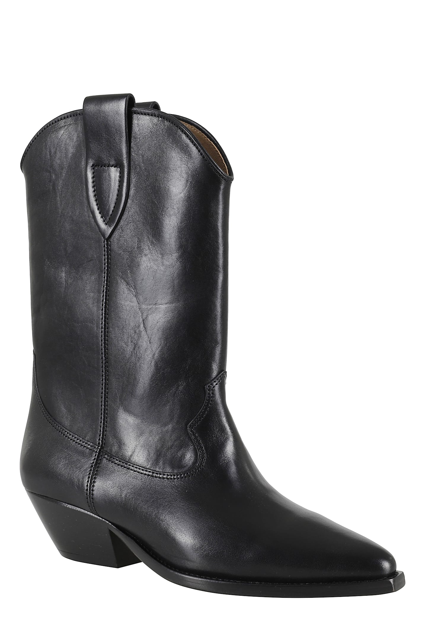 Isabel Marant Duerto Gz Pointed Toe Mid-calf Leather Boots In Black