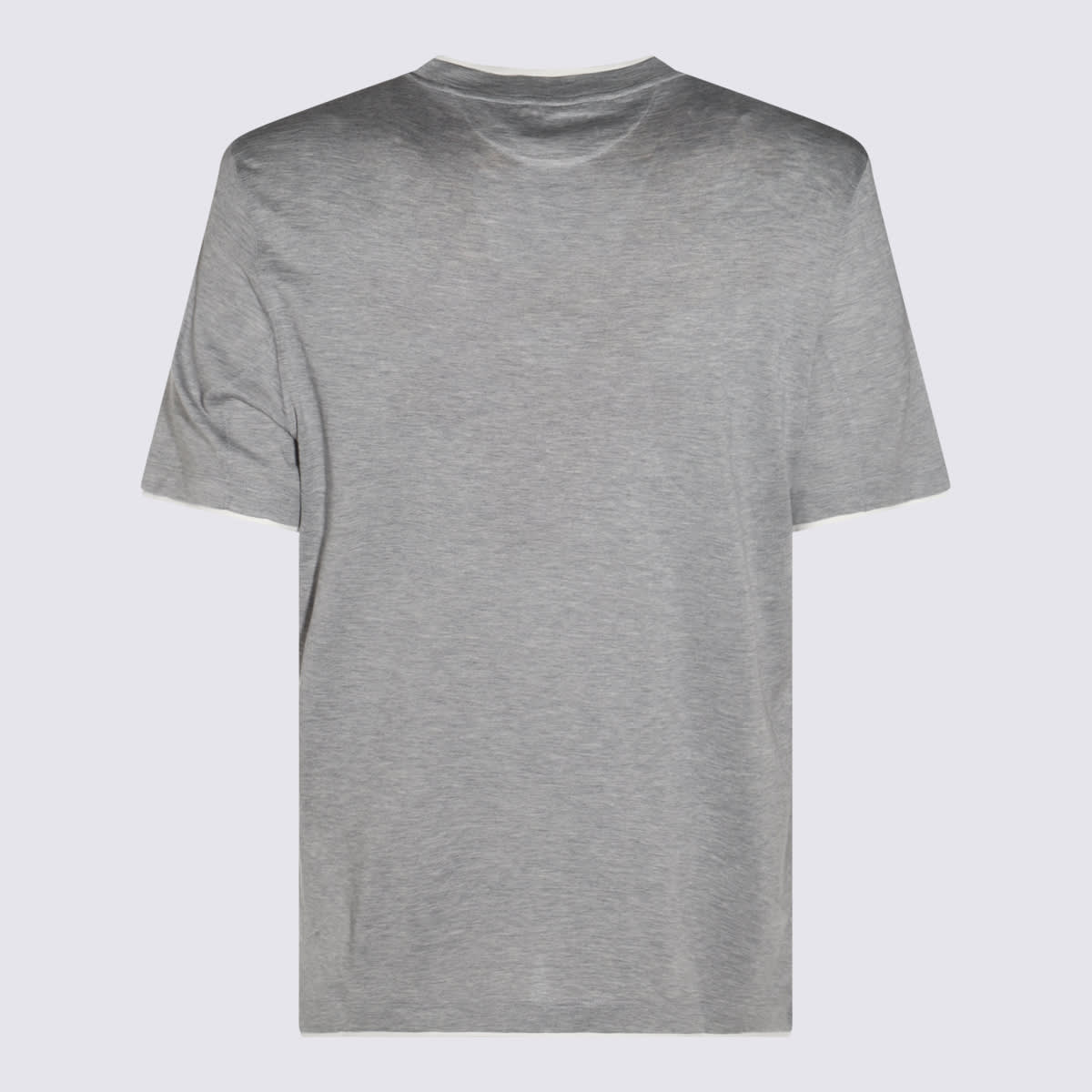 Shop Brunello Cucinelli Grey Cotton And Silk T-shirt