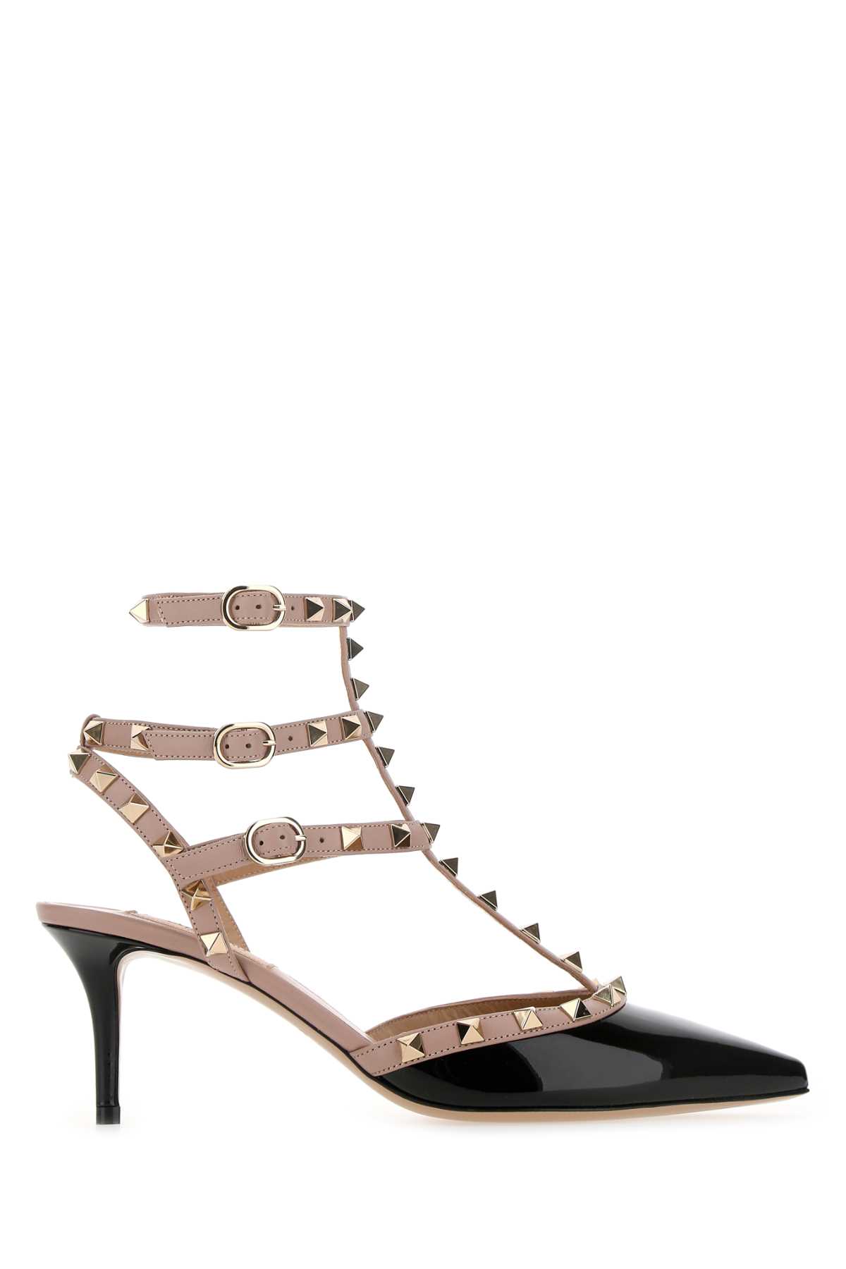 Shop Valentino Two-tone Leather Rockstud Pumps In Neropoudre