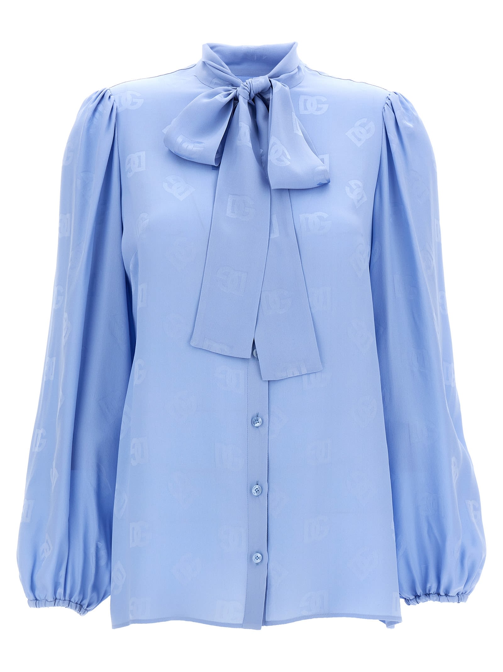 Shop Dolce & Gabbana Lavalliere Jacquard Shirt In Light Blue