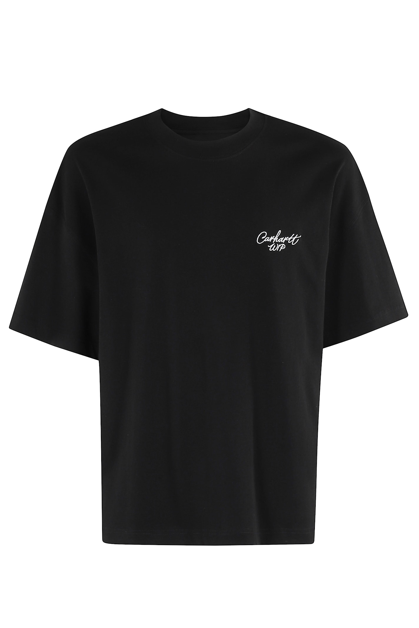 Carhartt Cotton T-shirt With Logo Embroidery In Black