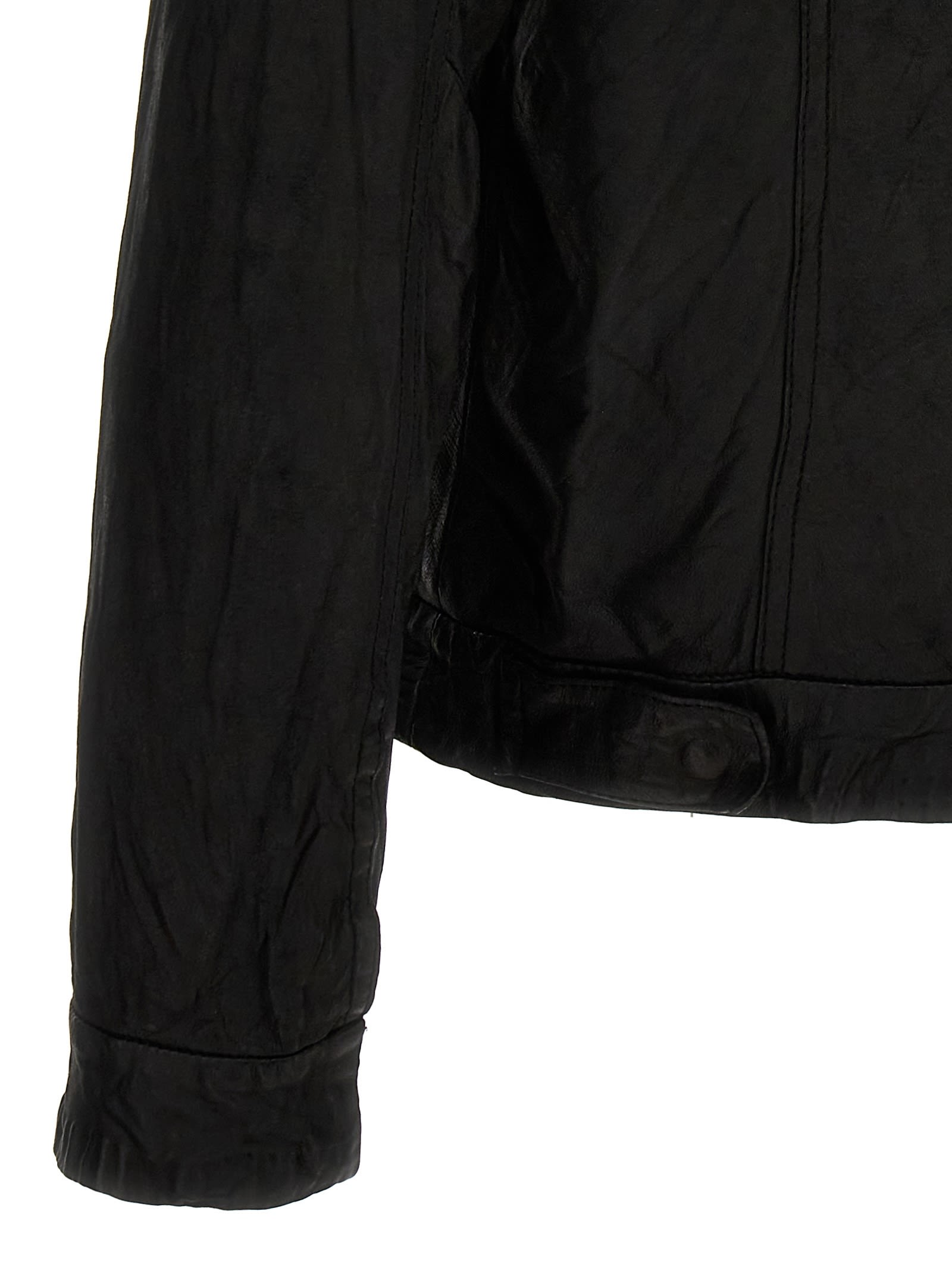 Shop Giorgio Brato Trucker Leather Jacket In Black