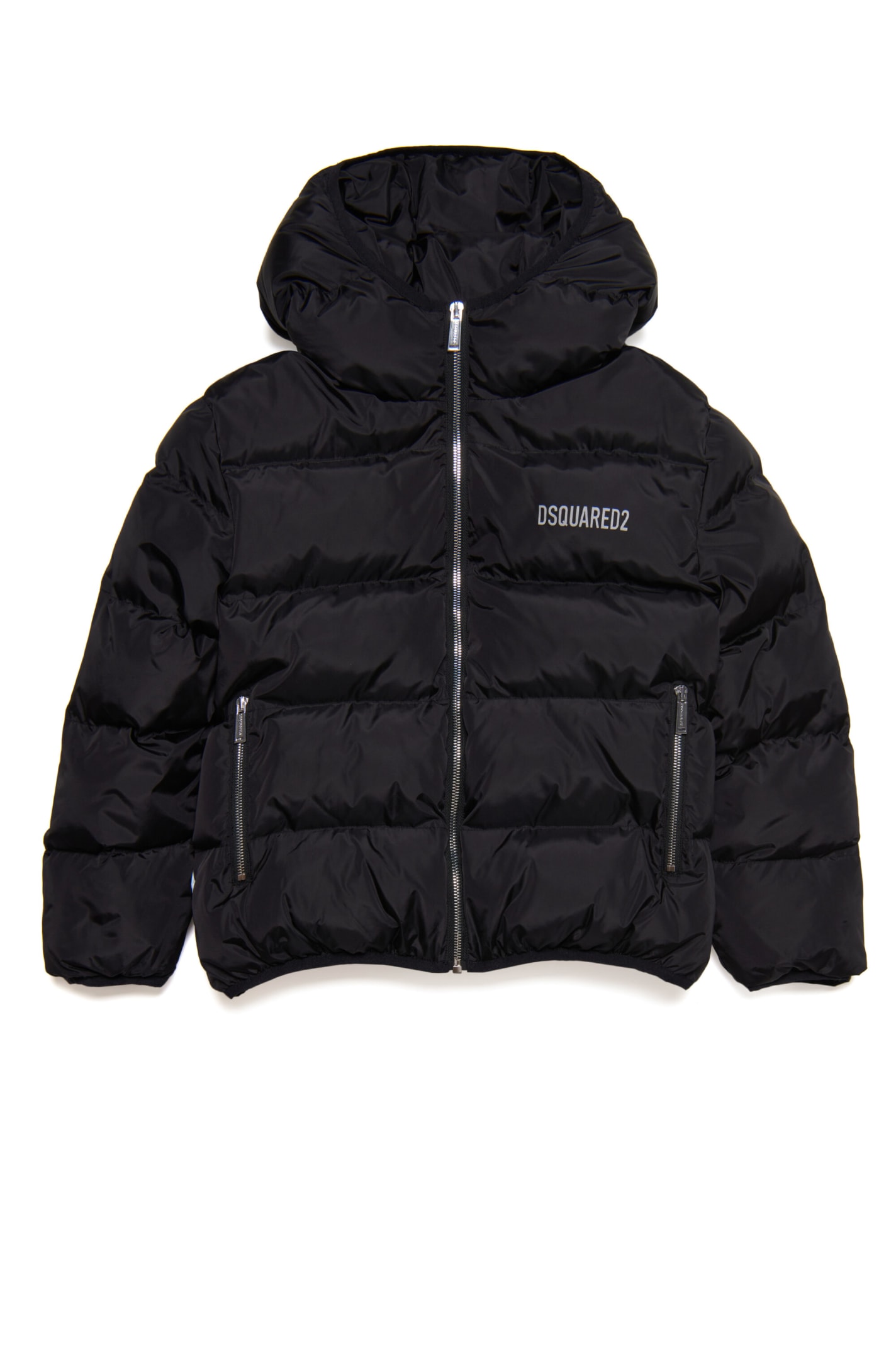 Shop Dsquared2 D2j432u-icon Jacket Dsquared Glossy Padded Jacket With Two-tone Back And Icon Logo In Nero