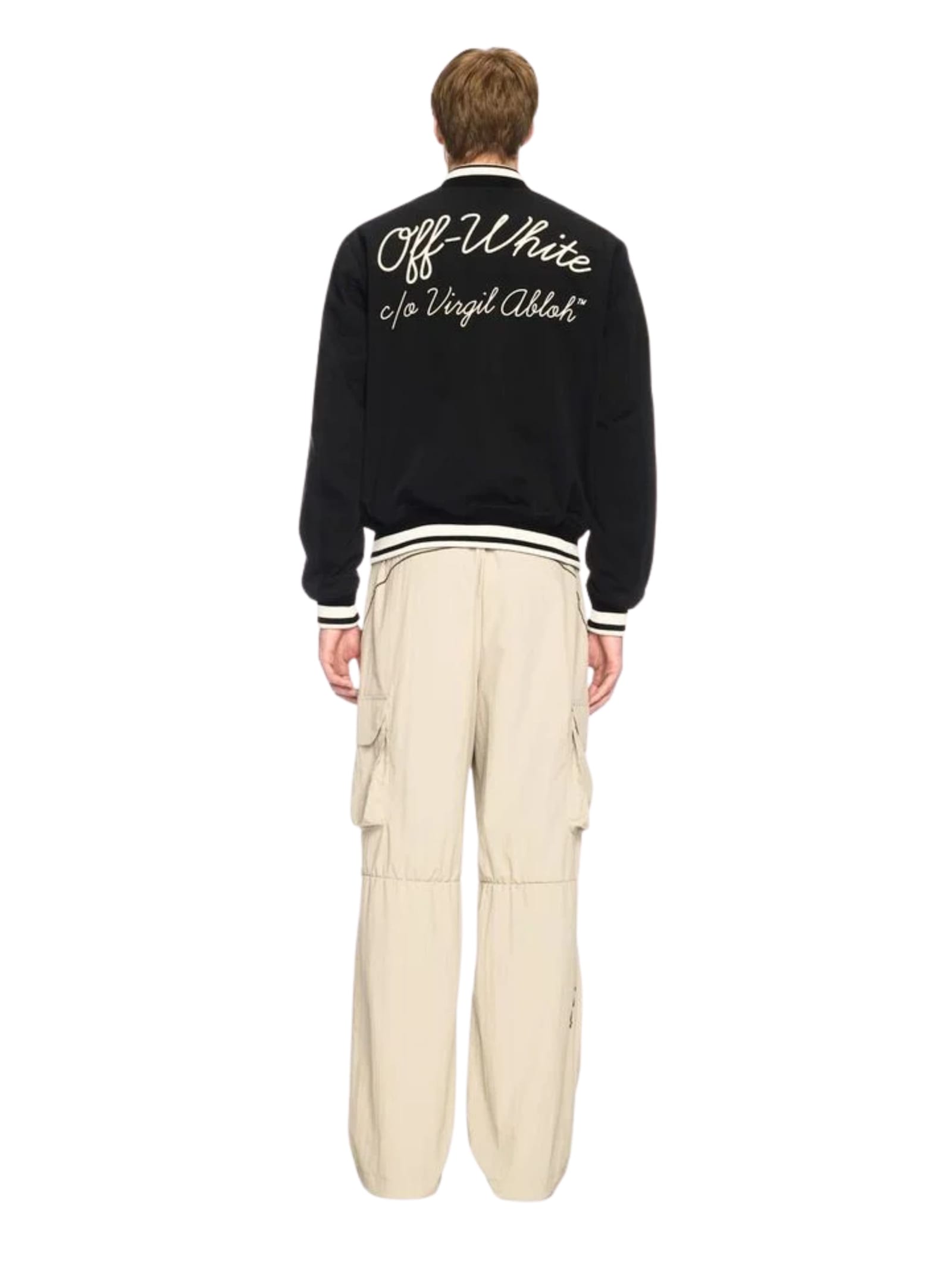 Off-white Off White Men `script Cotgab Souvenir` Varsity Jacket In Black