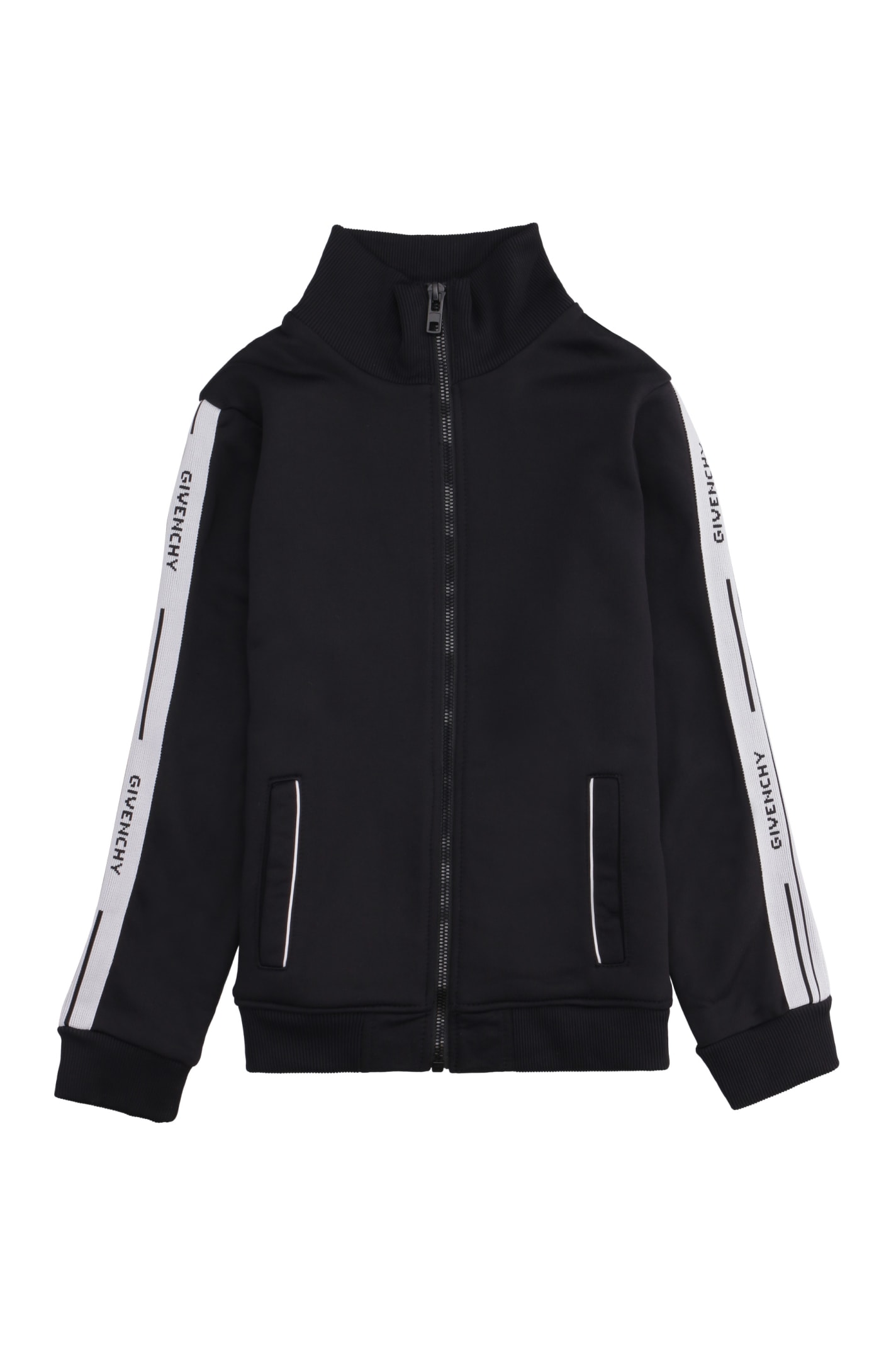 Givenchy Kids' Techno Fabric Full-zip Sweatshirt In Black