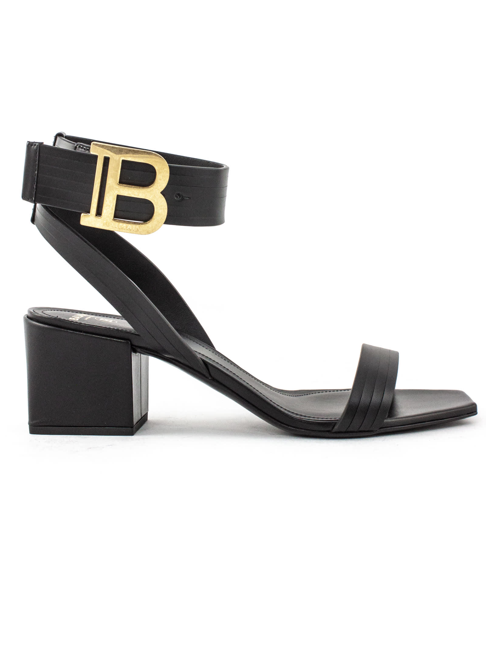 Buy Balmain Black Lambskin Stella Sandals online, shop Balmain shoes with free shipping
