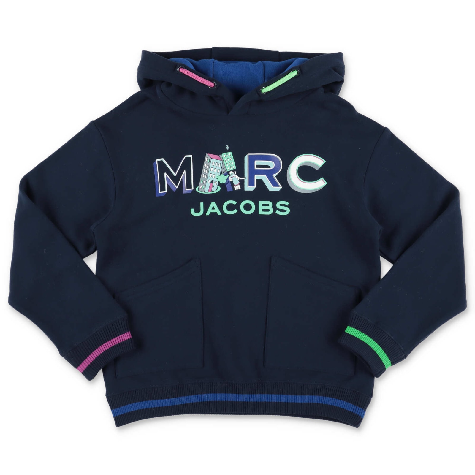 Little Marc Jacobs Marc Jacobs Felpa Blu In Cotone Con Cappuccio