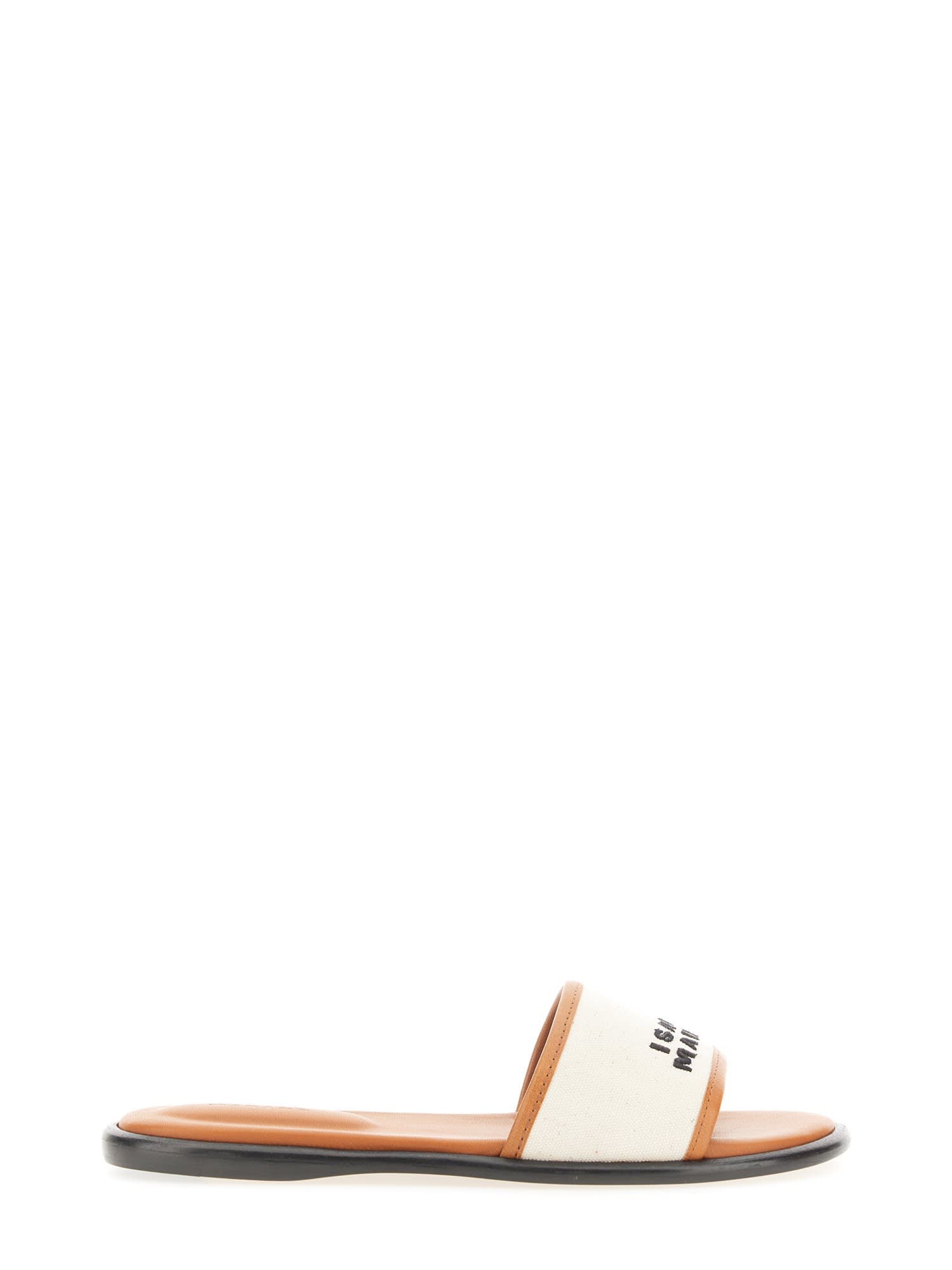 Isabel Marant Vikee Leather-trimmed Canvas Sandals In Cipria