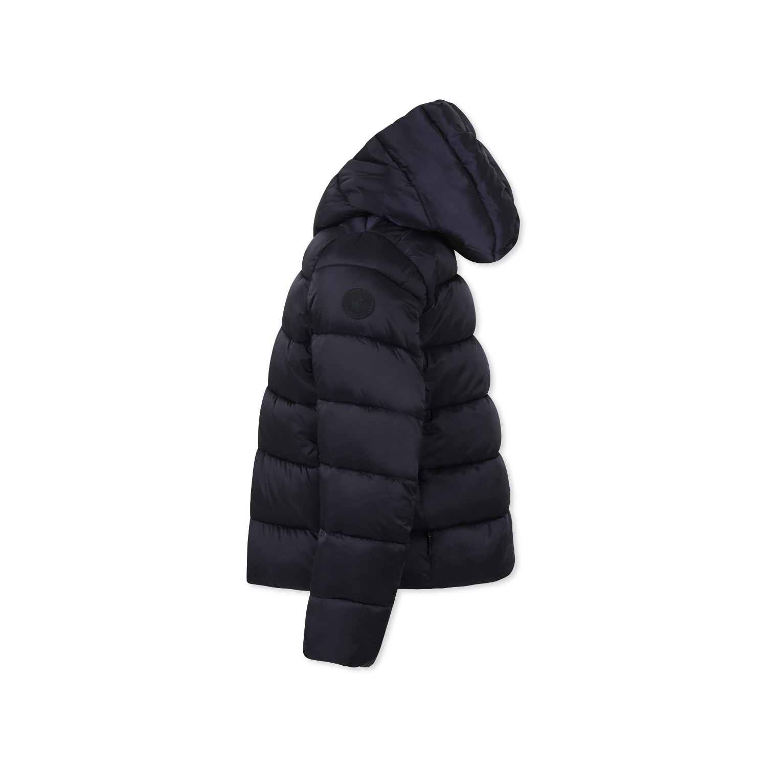 Save The Duck Black Down Jacket For Girl With Logo In Black