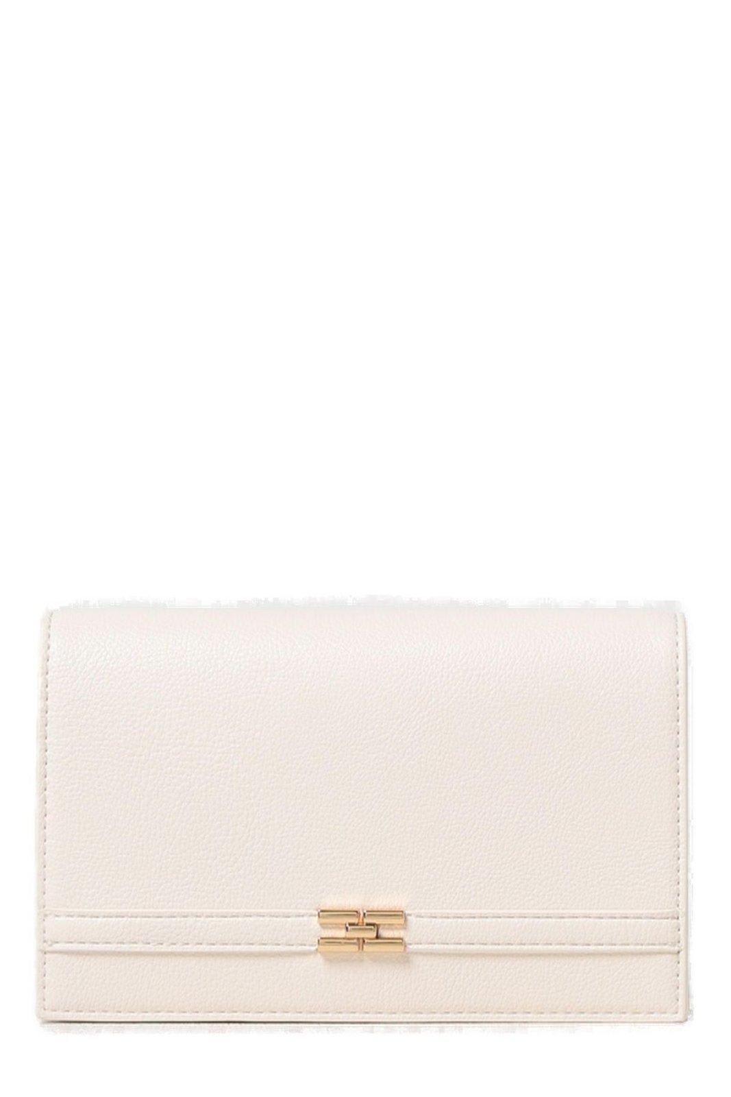Logo Plaque Chain Linked Clutch Bag