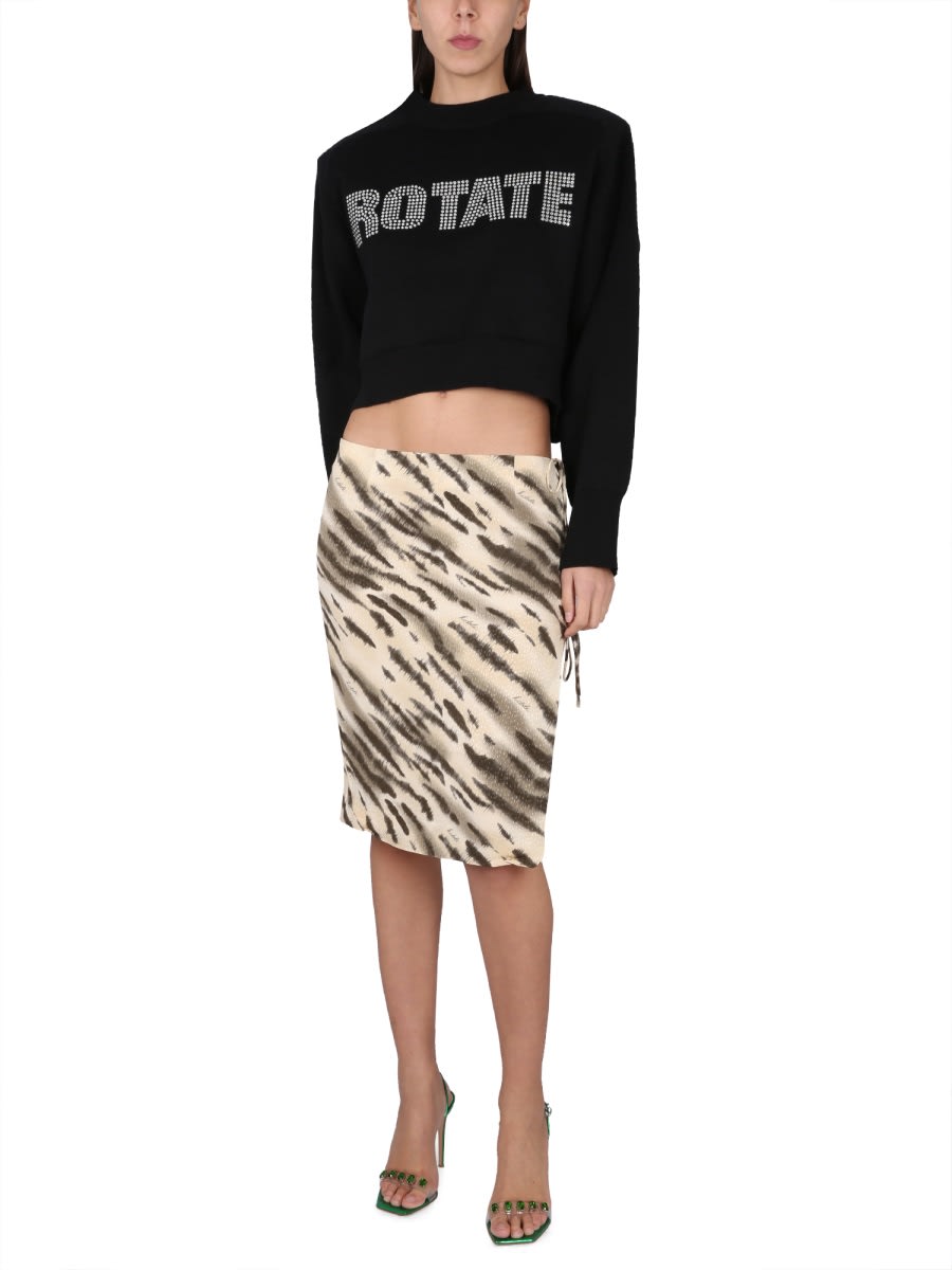 Rotate Birger Christensen Rotate Birgerchristensen Cropped Shirt With Logo In Black