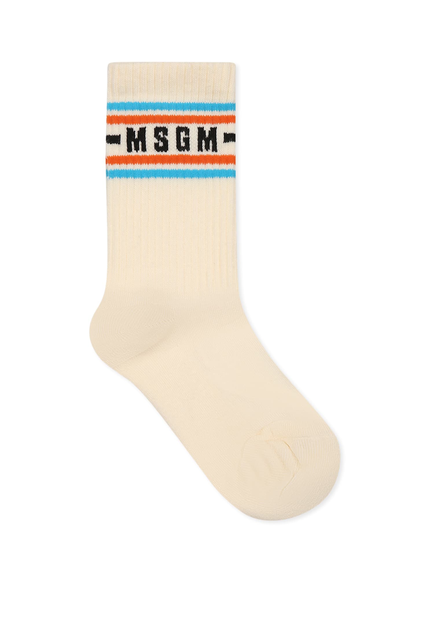 Shop Msgm Ivory Socks For Kids With Logo
