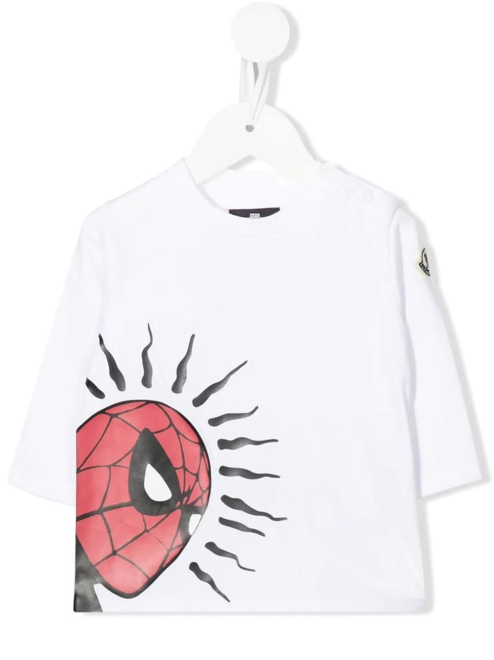 Moncler White Long Sleeve Spider-man Baby T-shirt