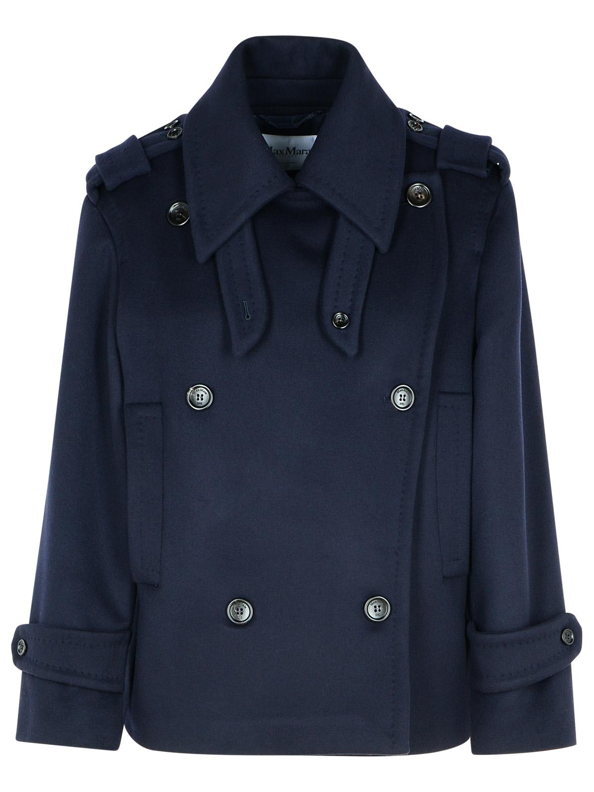 MAX MARA LAVENO BLUE WOOL BLEND COAT 