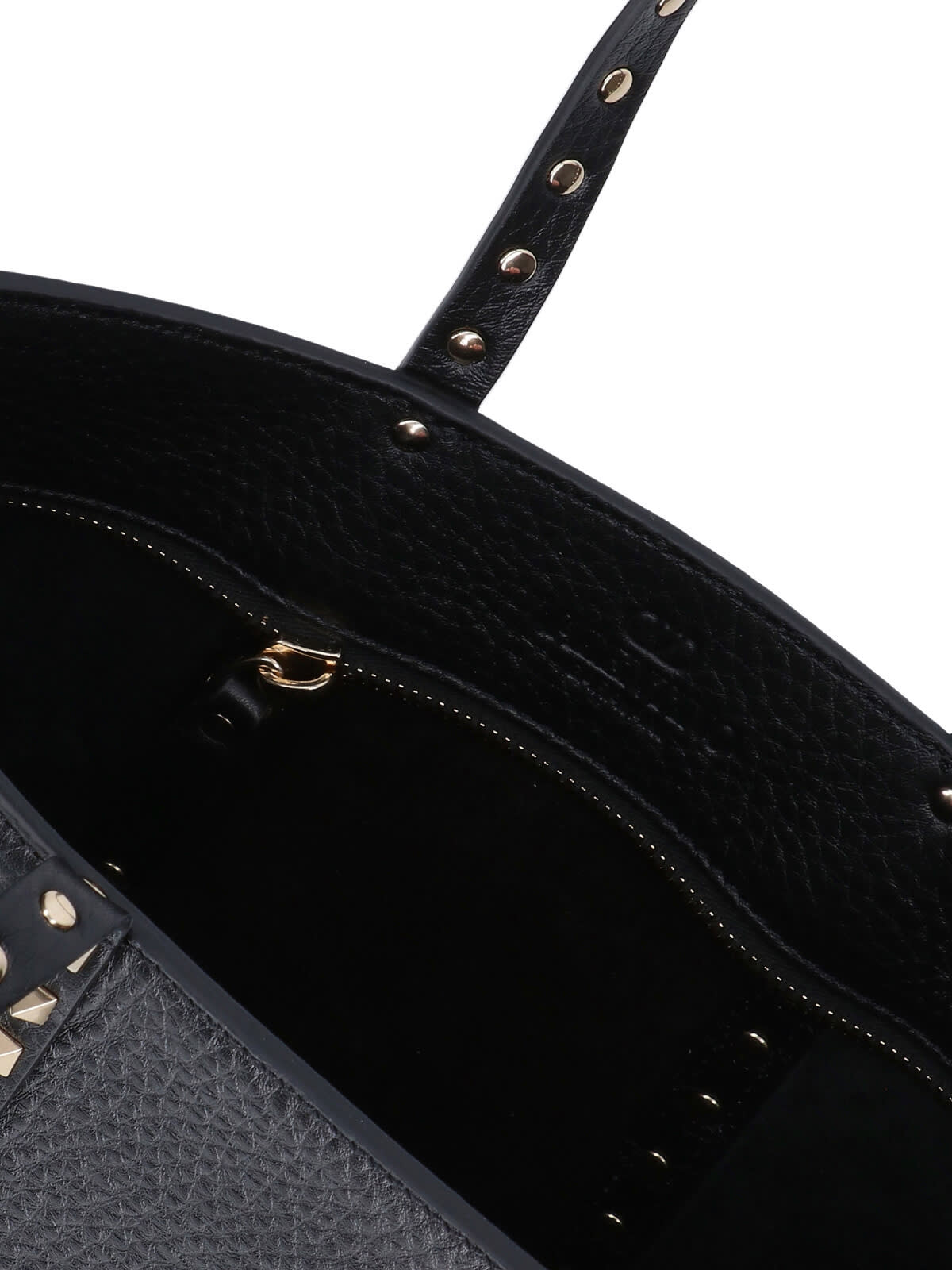 Valentino Garavani Rockstud Mini Tote In Hammered Leather In Black