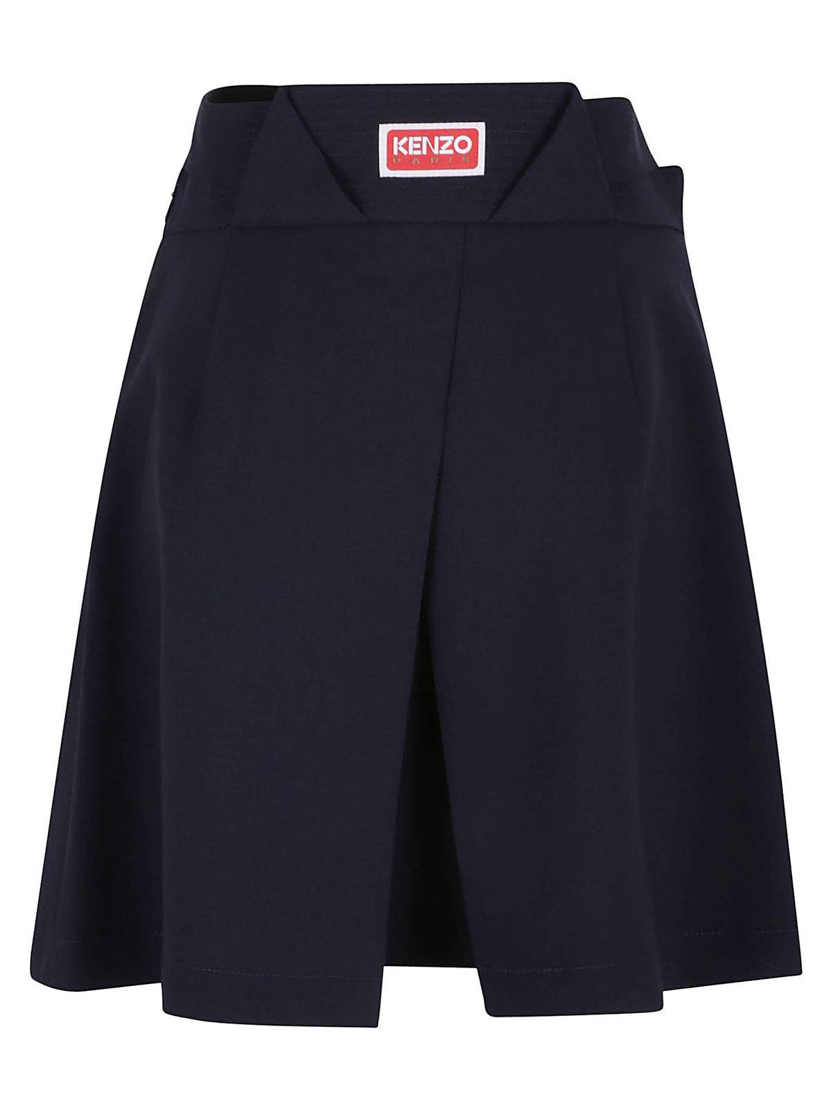 Shop Kenzo Pleated Mini Skirt In Blue