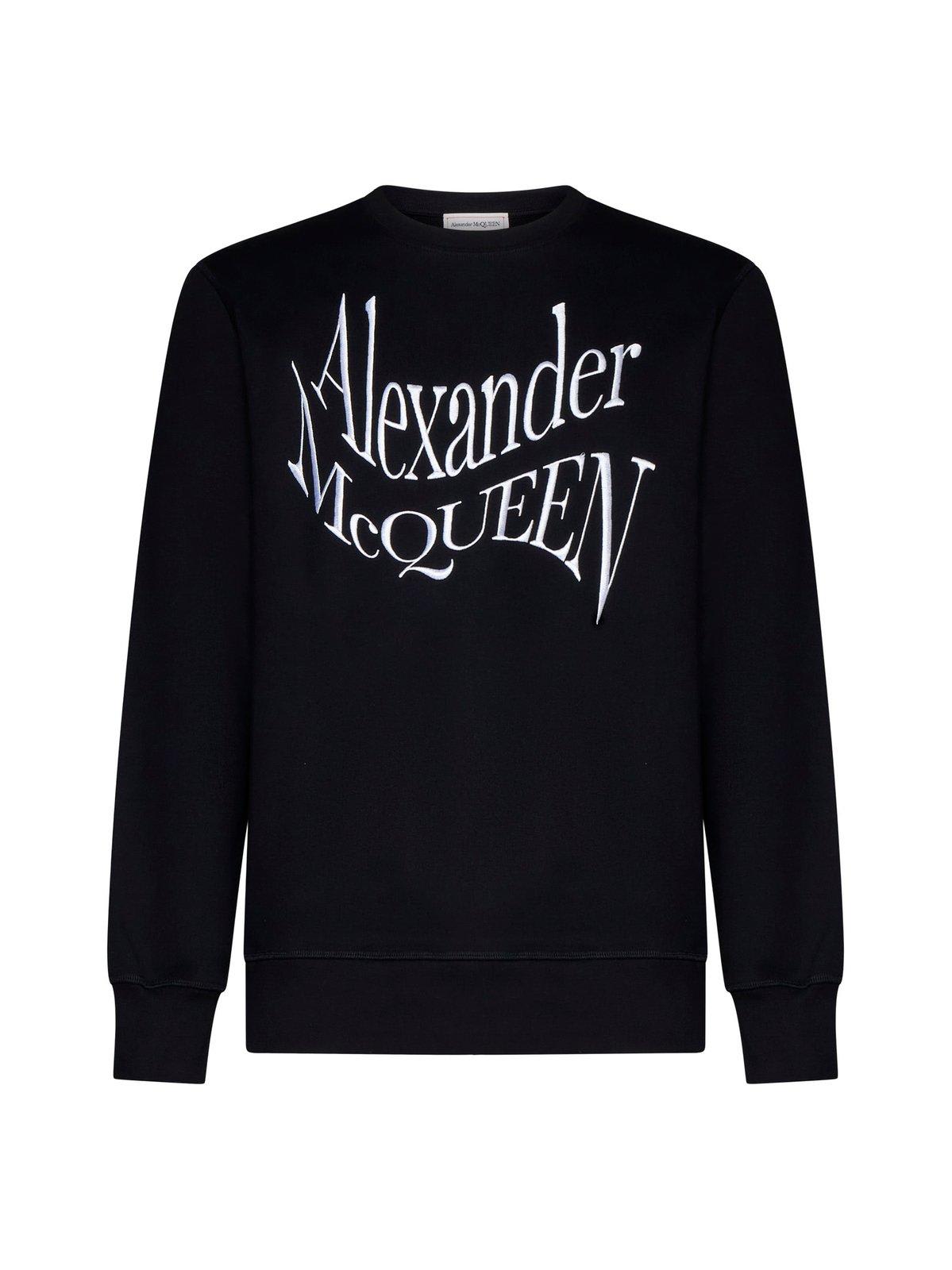 Shop Alexander Mcqueen Warped Logo Sweatshirt In Nero