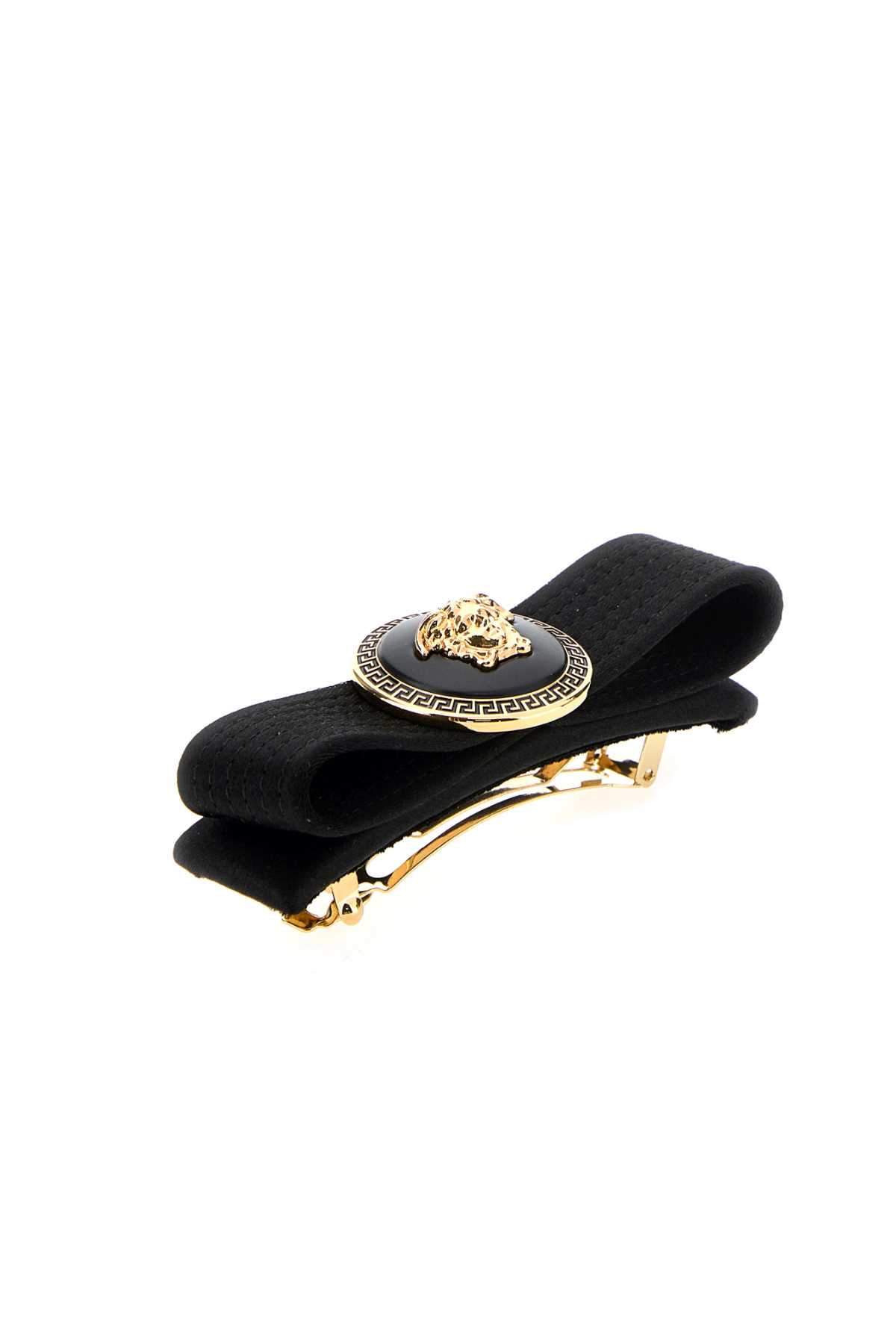 Versace Black Fabric Hair Clip In Black